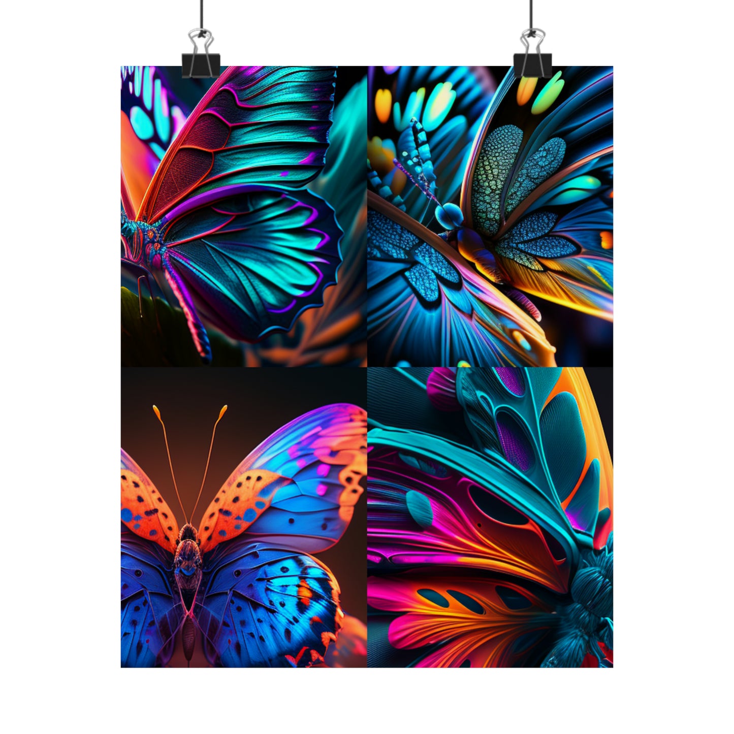 Premium Matte Vertical Posters Neon Butterfly Macro 5