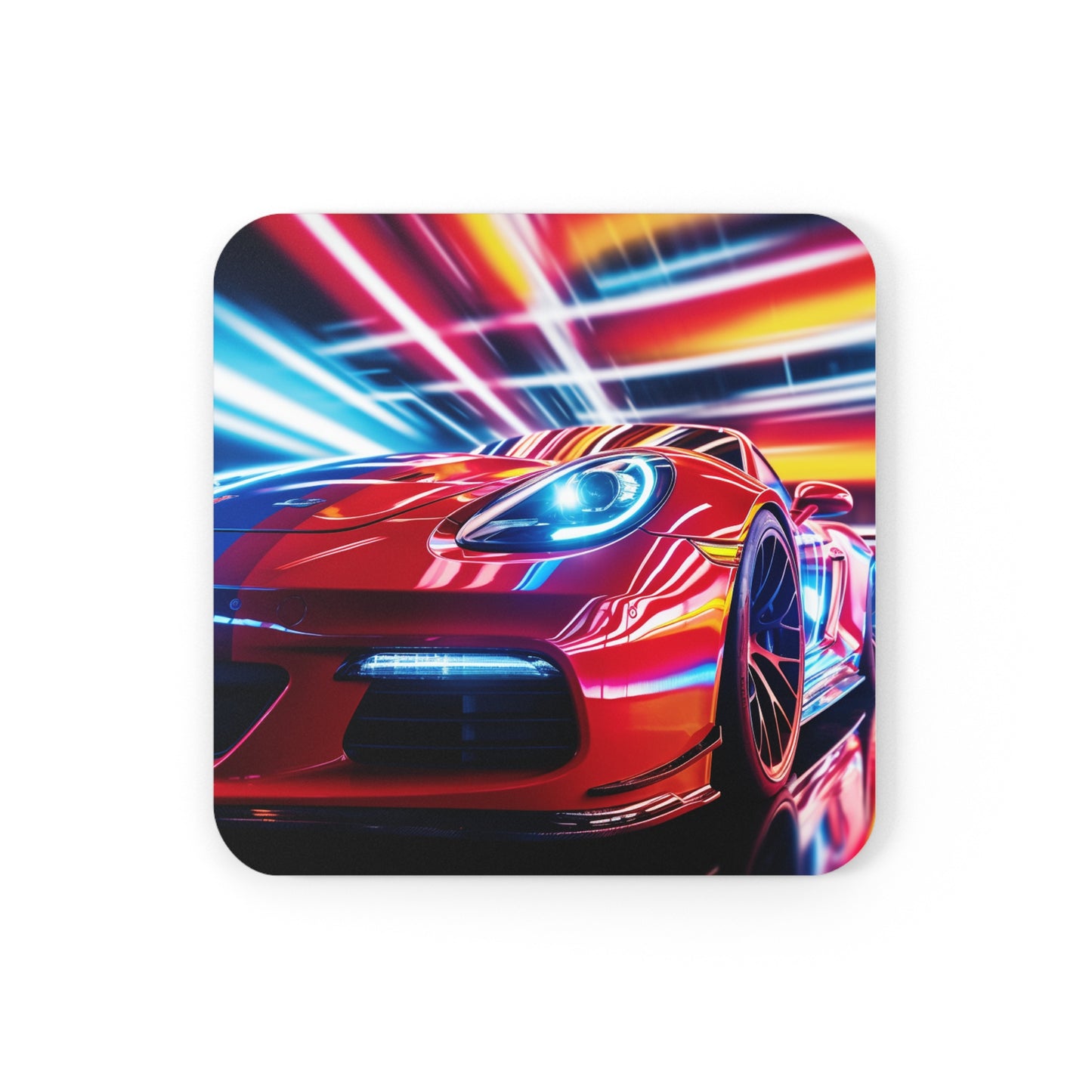 Corkwood Coaster Set Macro Flag Ferrari 1