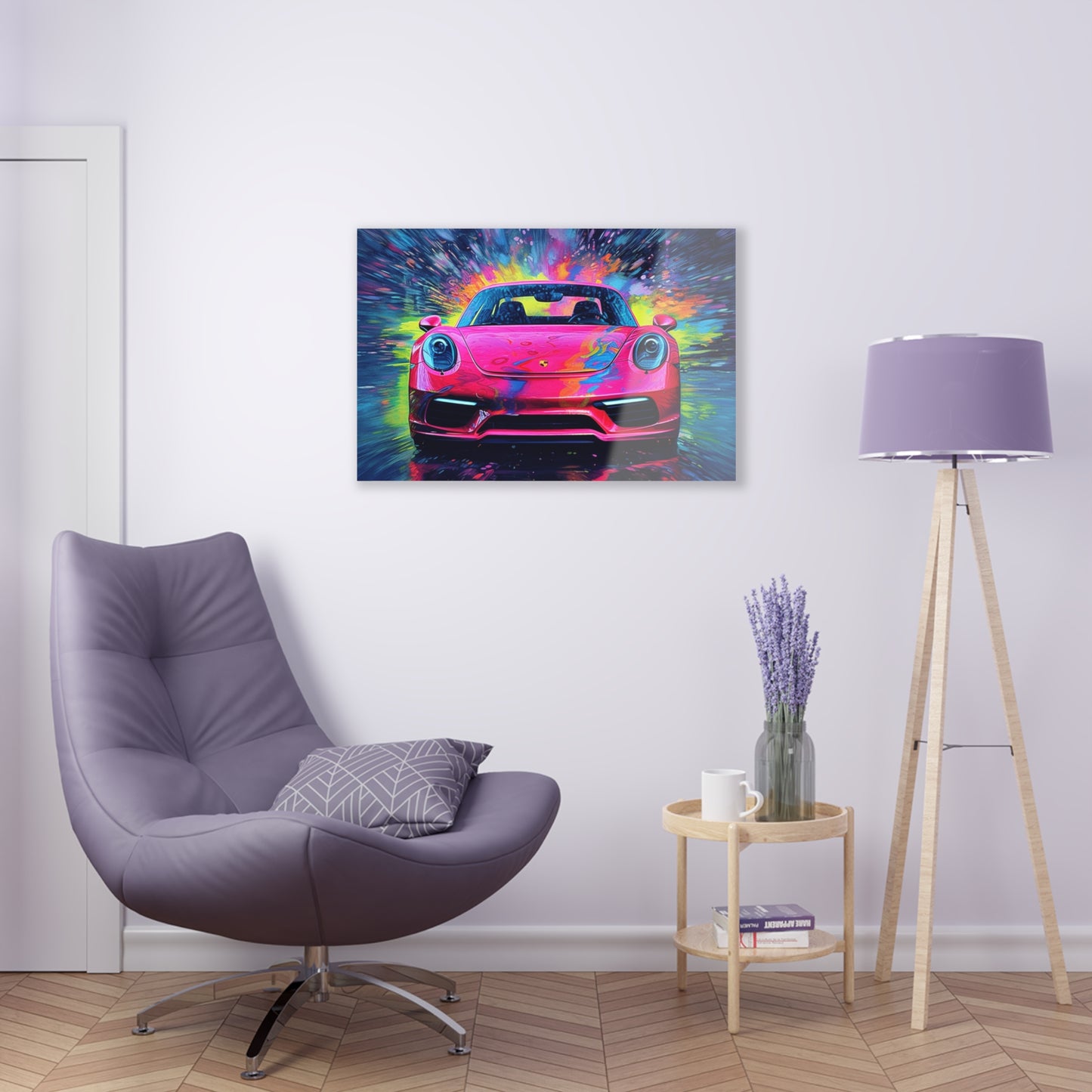 Acrylic Prints Pink Porsche water fusion 3