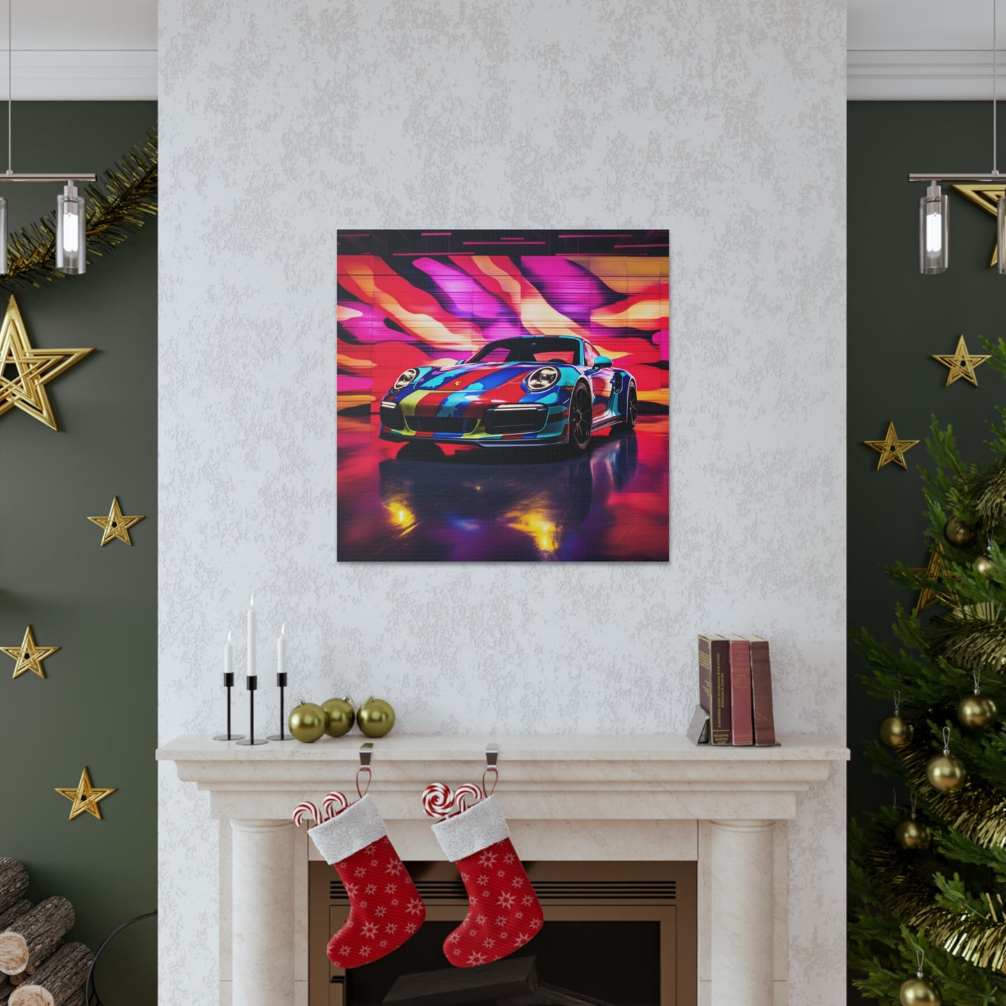 Canvas Gallery Wraps Macro American Flag Porsche 1