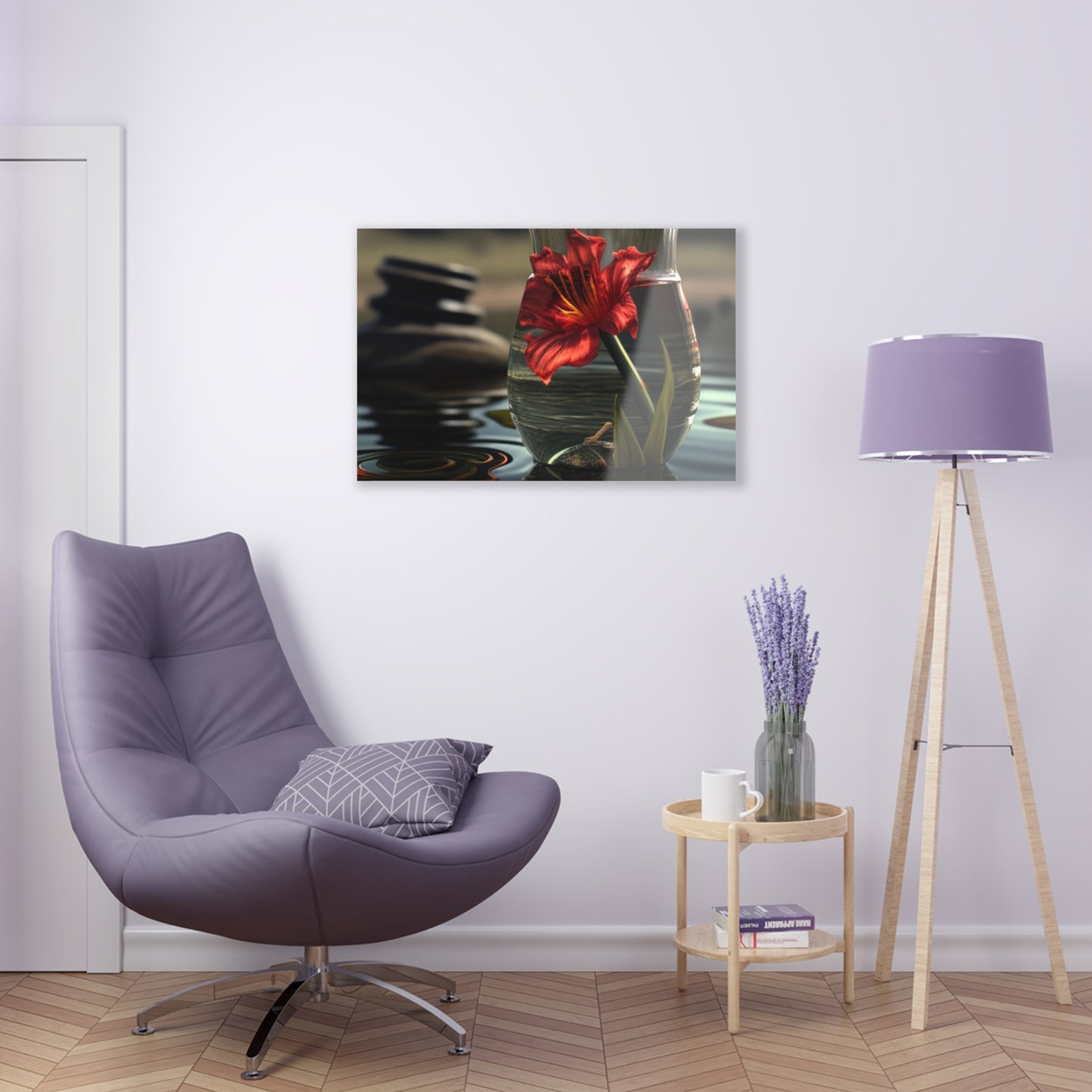 Acrylic Prints Red Lily in a Glass vase 4