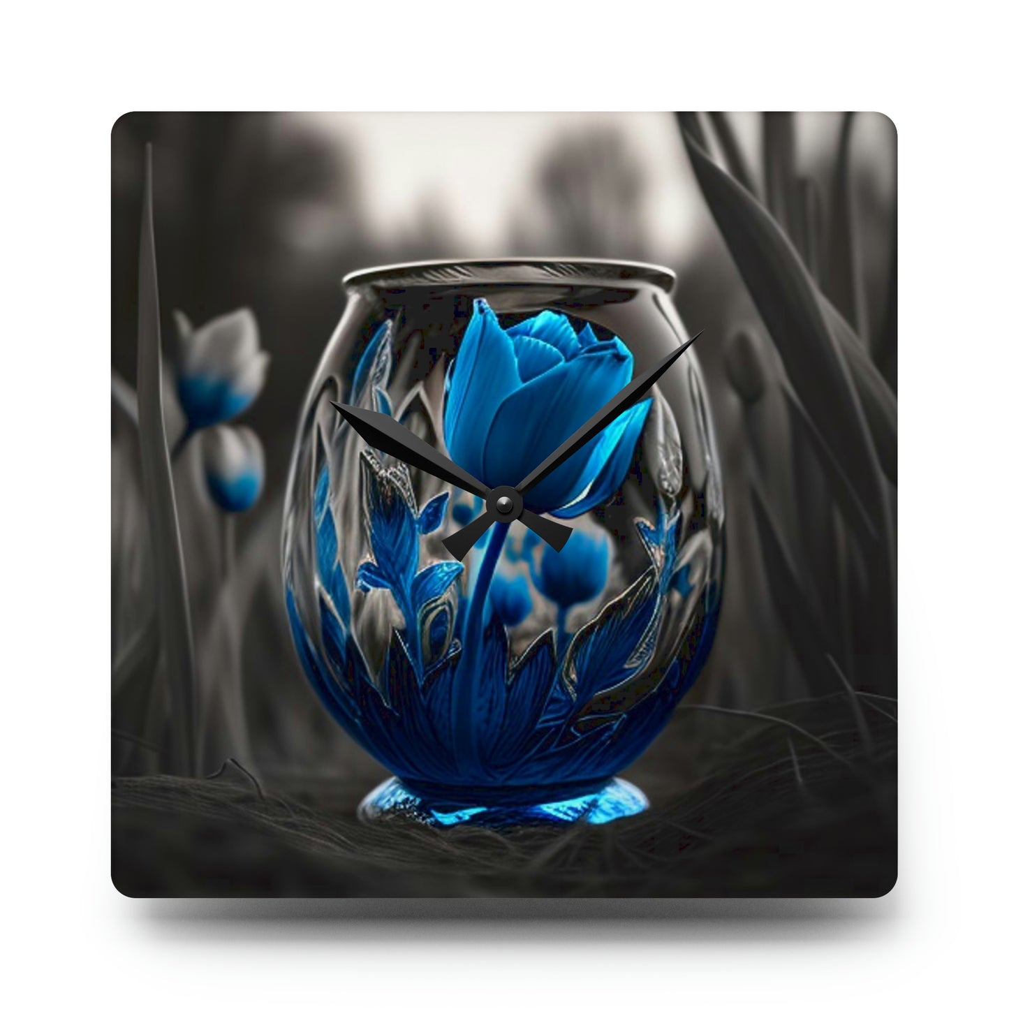 Acrylic Wall Clock Tulip Blue 2