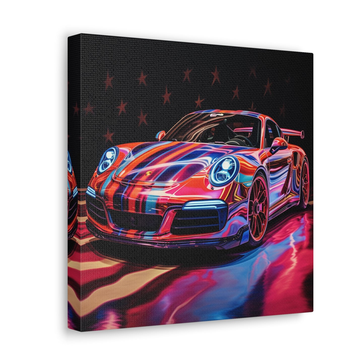 Canvas Gallery Wraps Macro American Flag Porsche 4