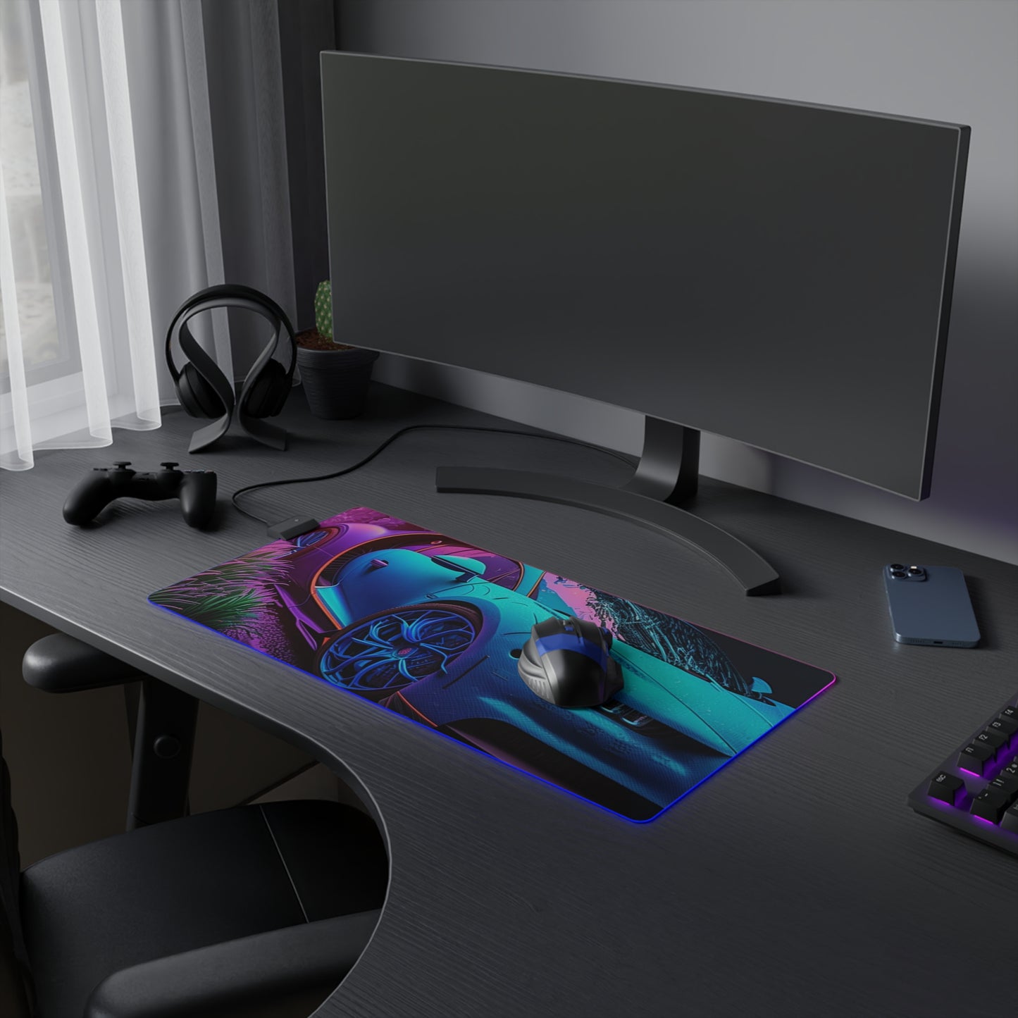 LED Gaming Mouse Pad Bugatti Neon Chiron 2