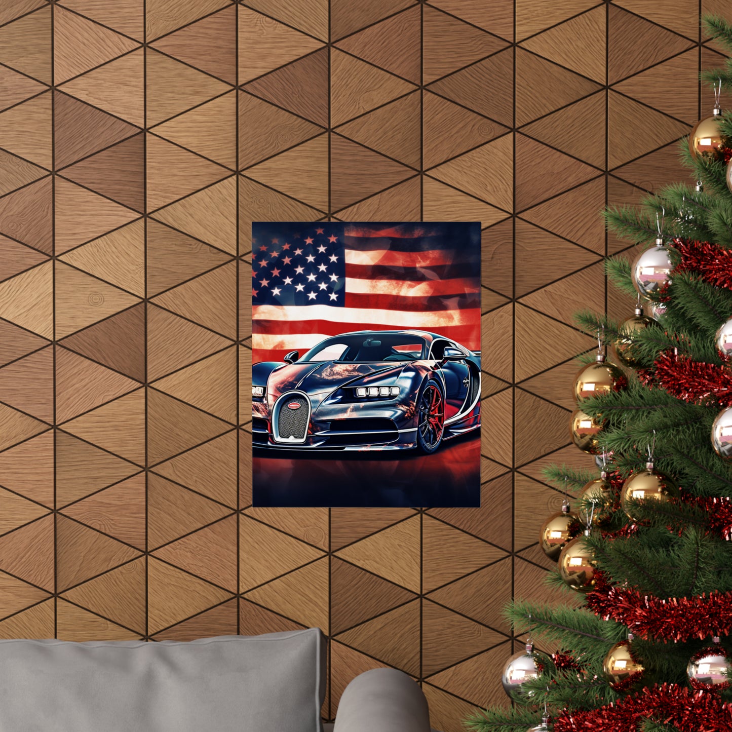 Premium Matte Vertical Posters Abstract American Flag Background Bugatti 4