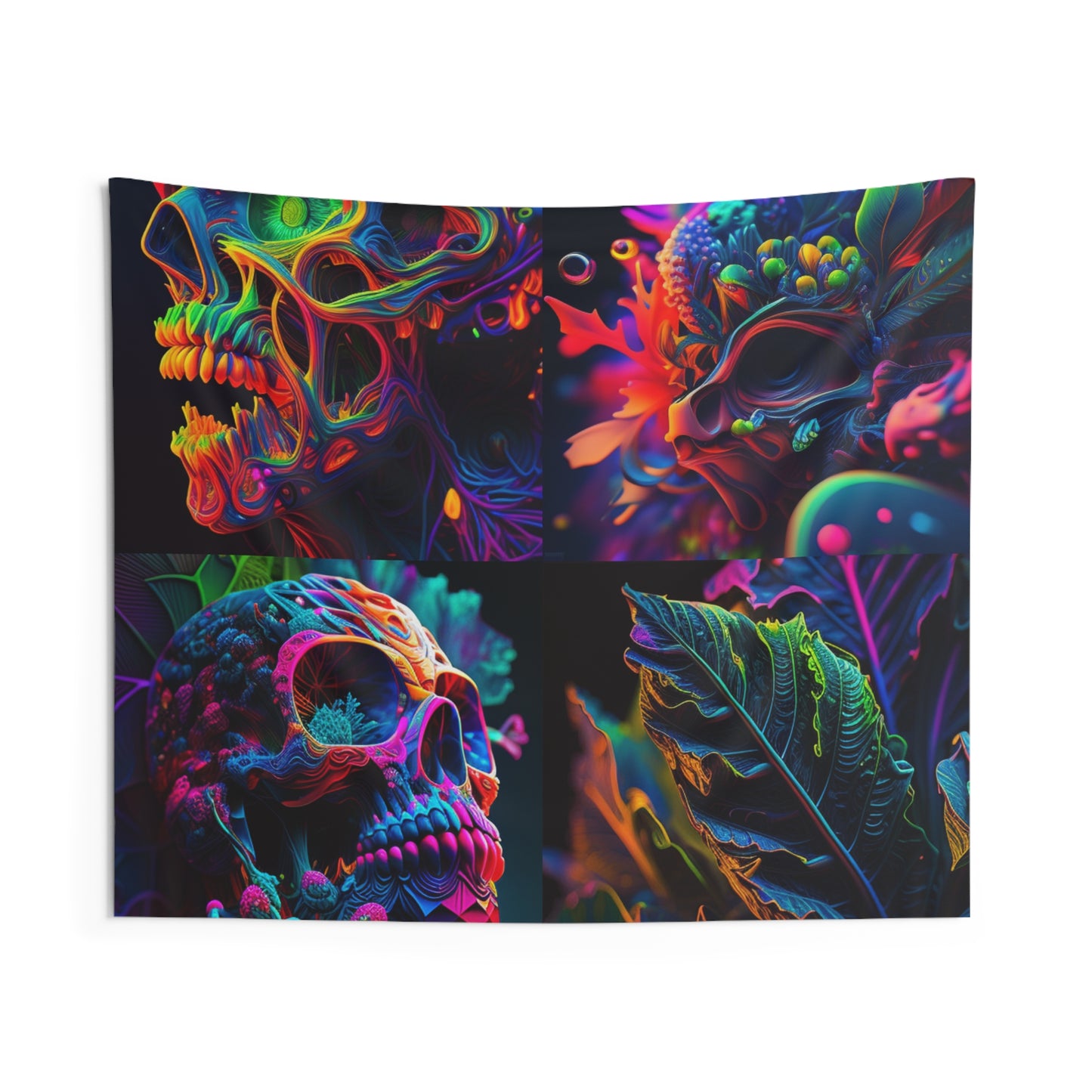 Indoor Wall Tapestries Florescent Skull Death 5