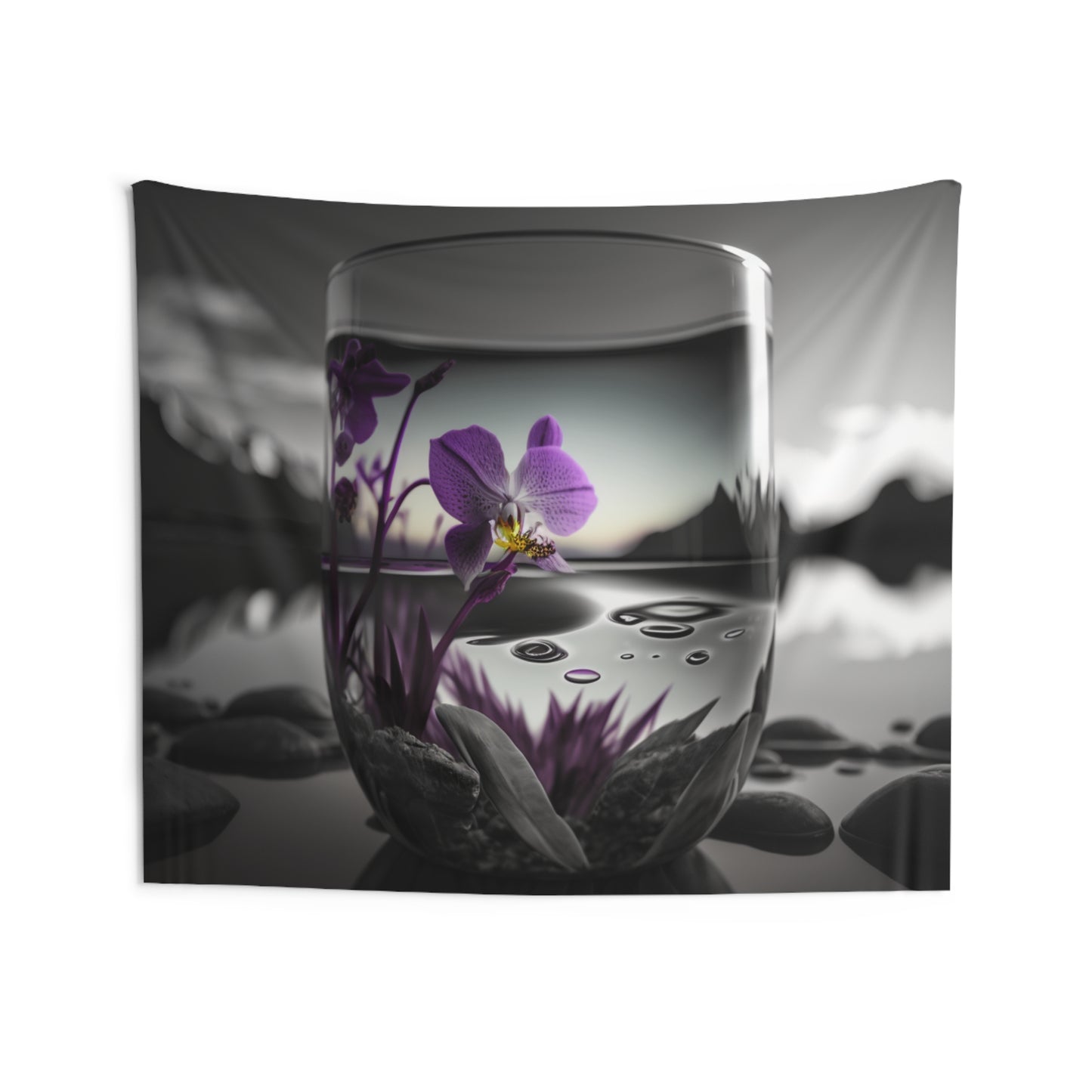 Indoor Wall Tapestries Purple Orchid Glass vase 2