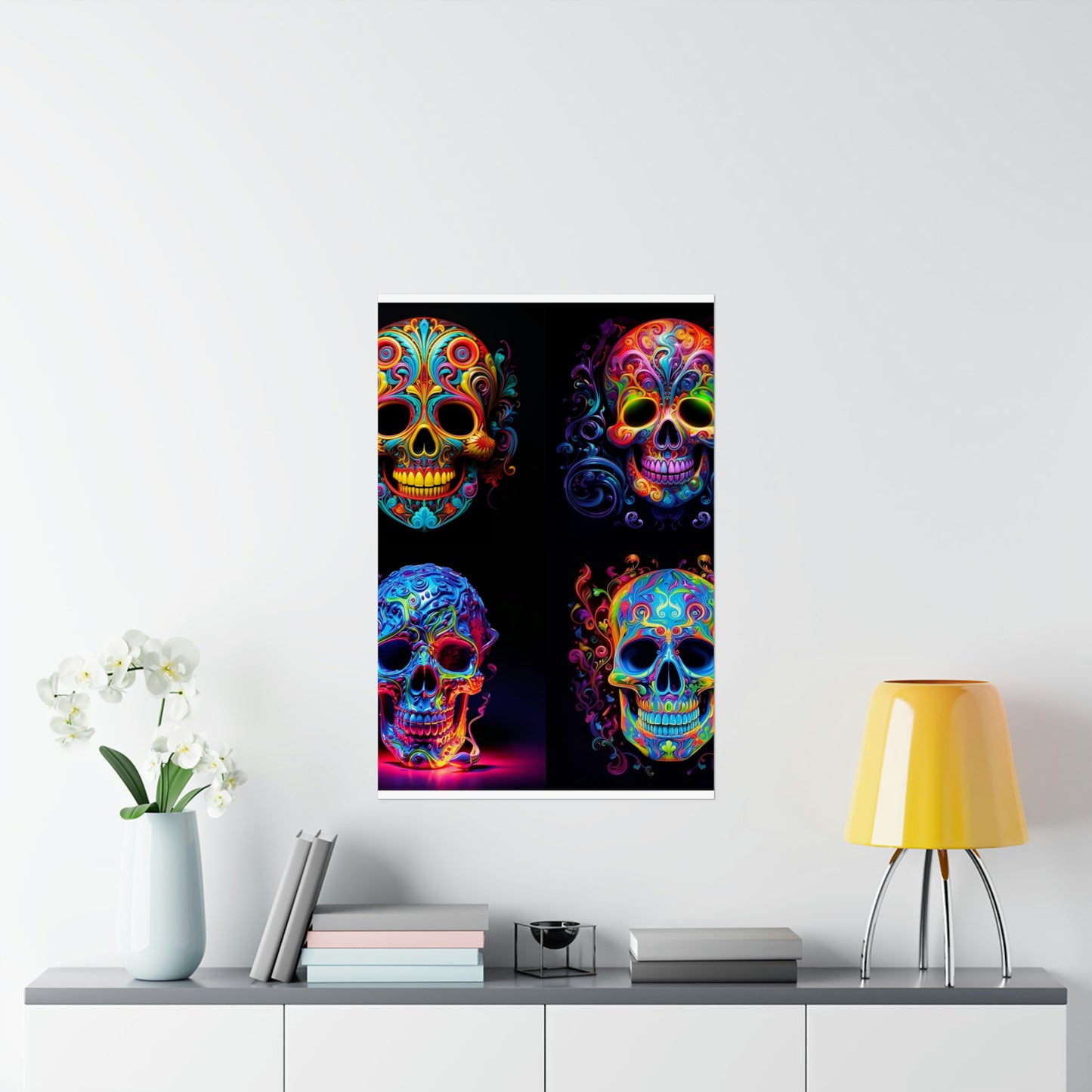 Premium Matte Vertical Posters Macro Skull Color 5