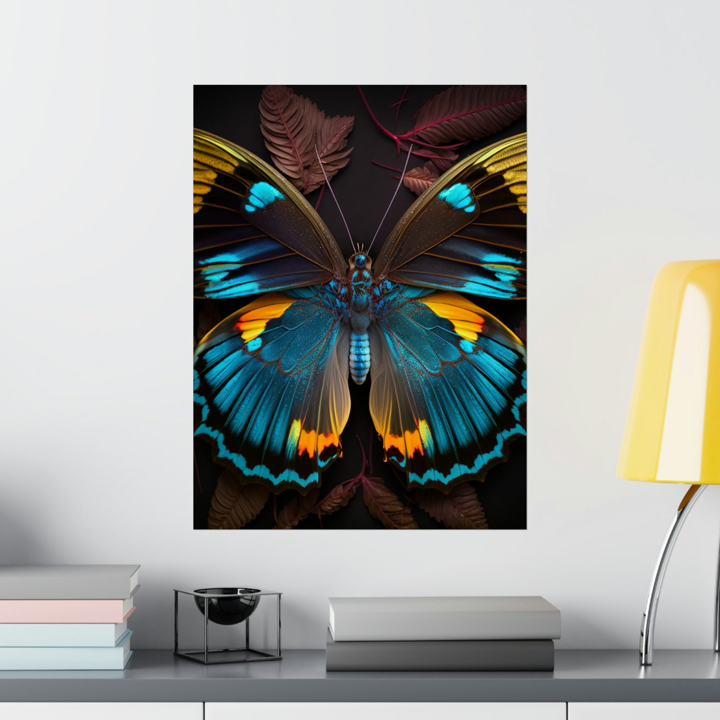 Premium Matte Vertical Posters Neon Butterfly Flair 1