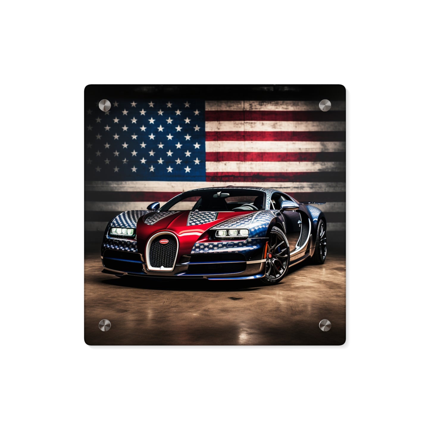 Acrylic Wall Art Panels Bugatti American Flag 1