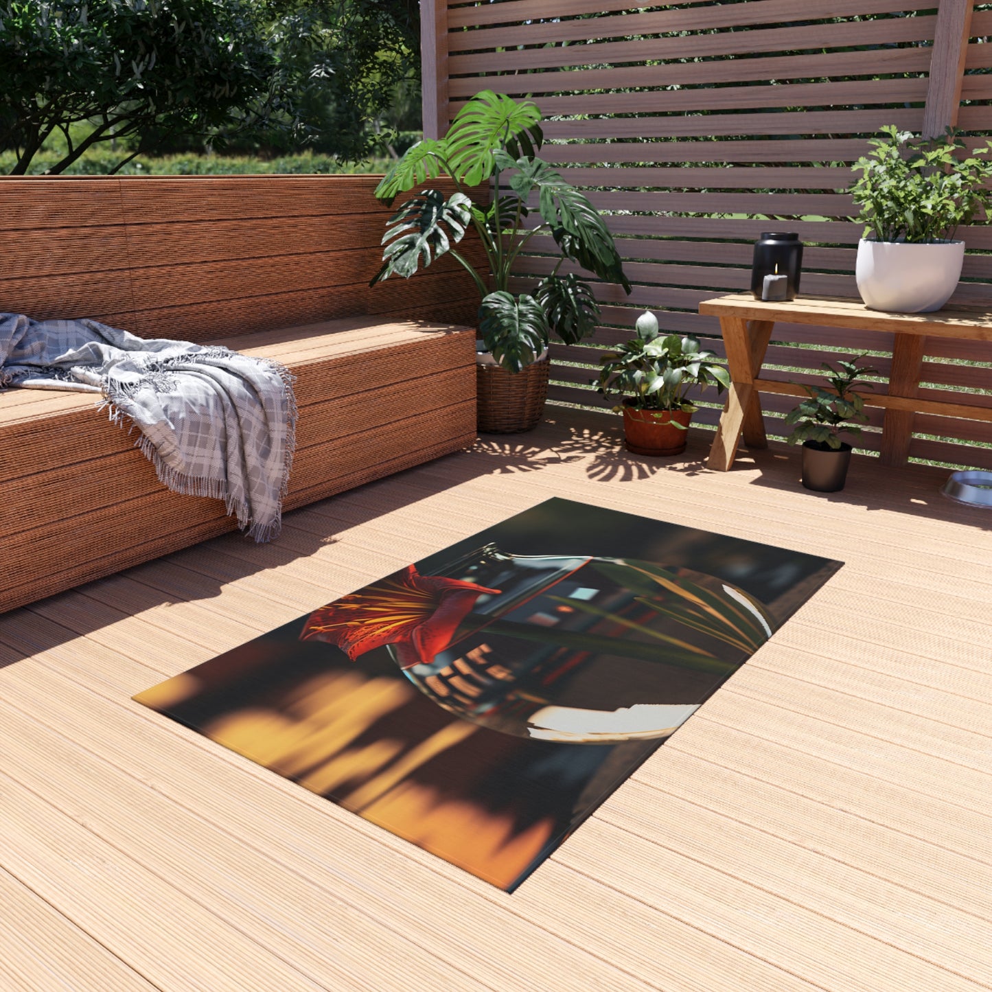 Outdoor Rug  Red Lily in a Glass vase 2