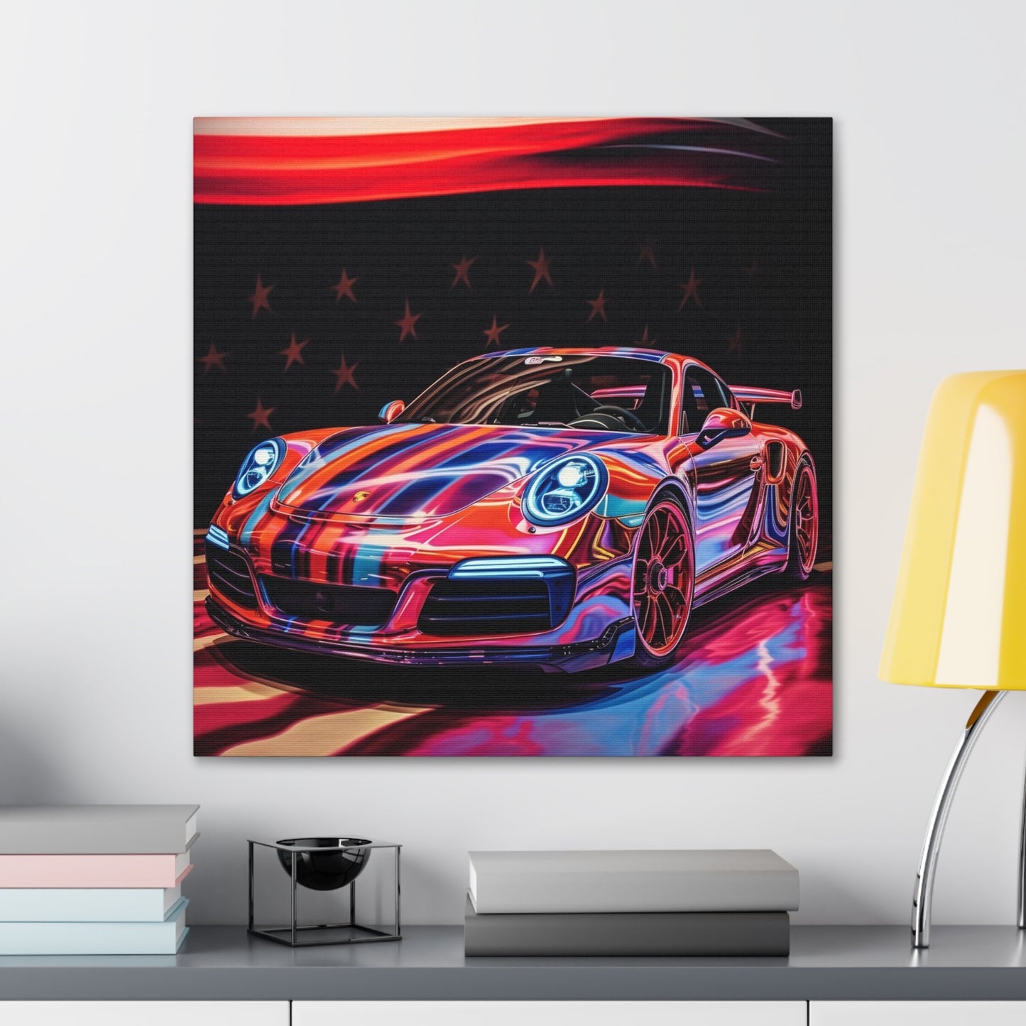 Canvas Gallery Wraps American Flag Colored Porsche 2