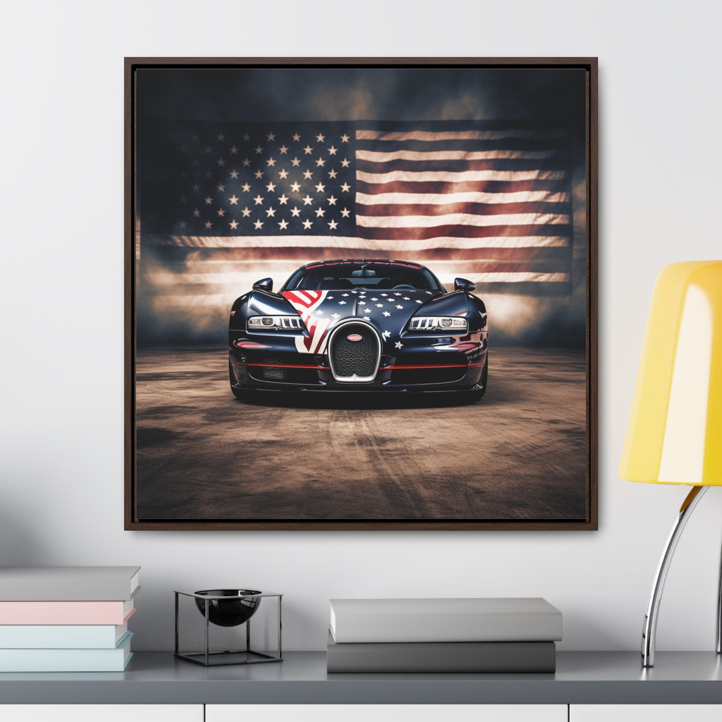 Gallery Canvas Wraps, Square Frame Bugatti American Flag 2
