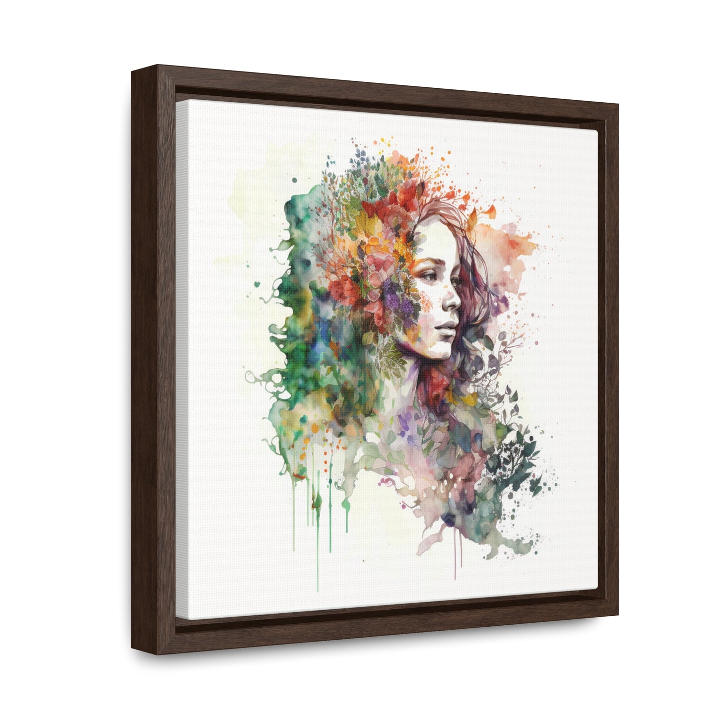 Gallery Canvas Wraps, Square Frame Mother Nature Bright Spring Colors Realistic Watercolor 3