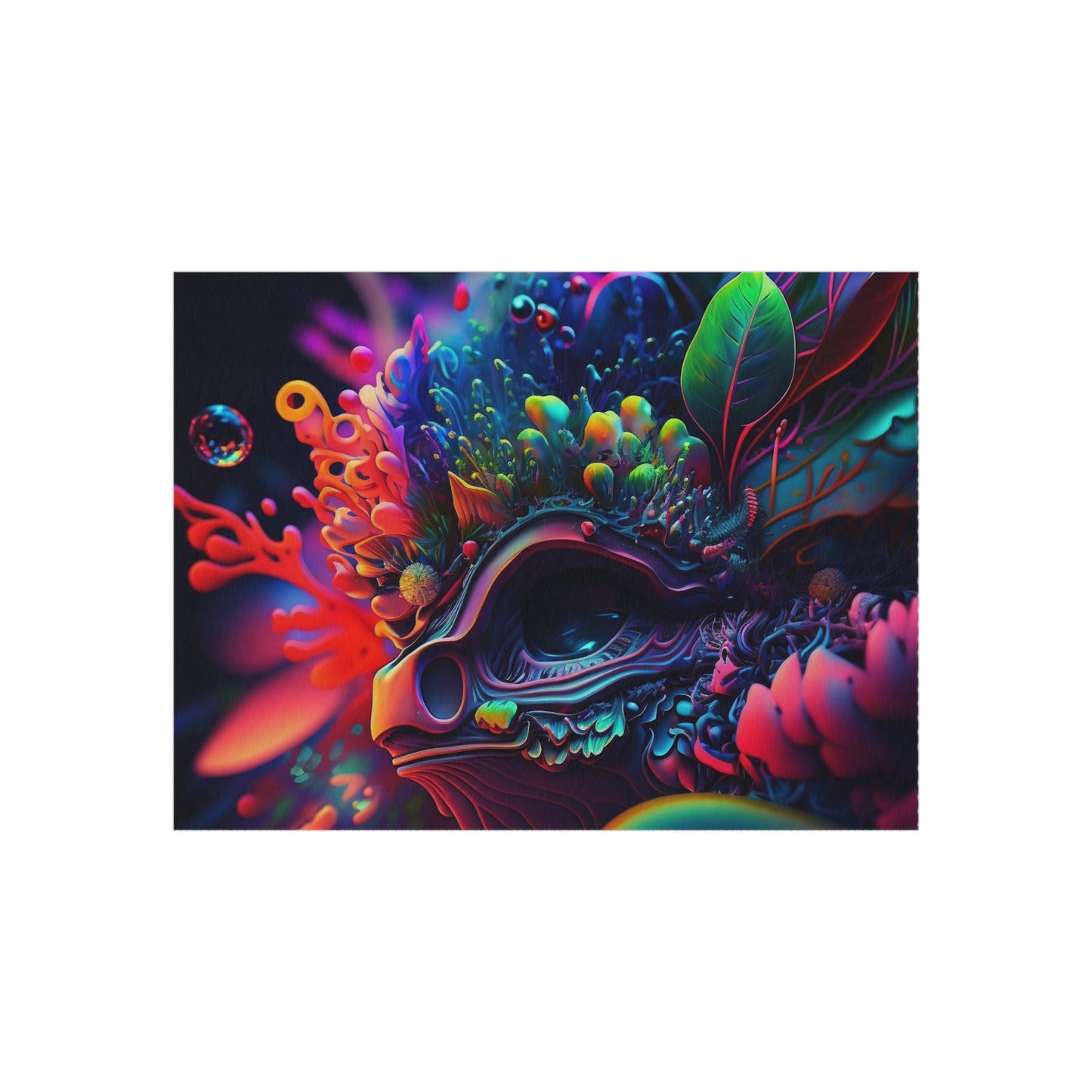 Outdoor Rug  Florescent Skull Death 2