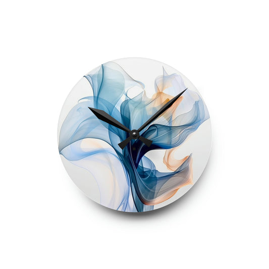 Acrylic Wall Clock Blue Tluip Abstract 3