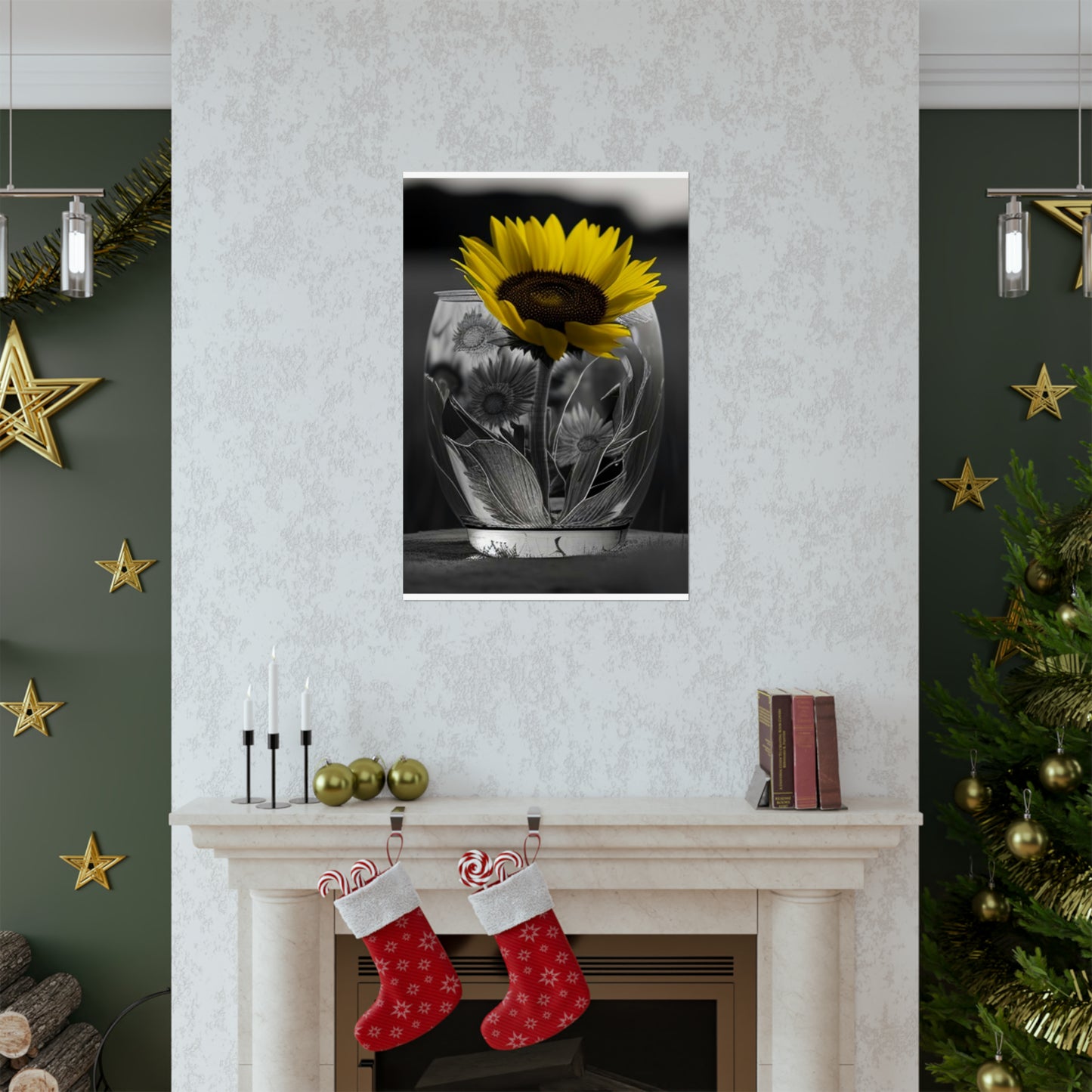 Premium Matte Vertical Posters Yellw Sunflower in a vase 1