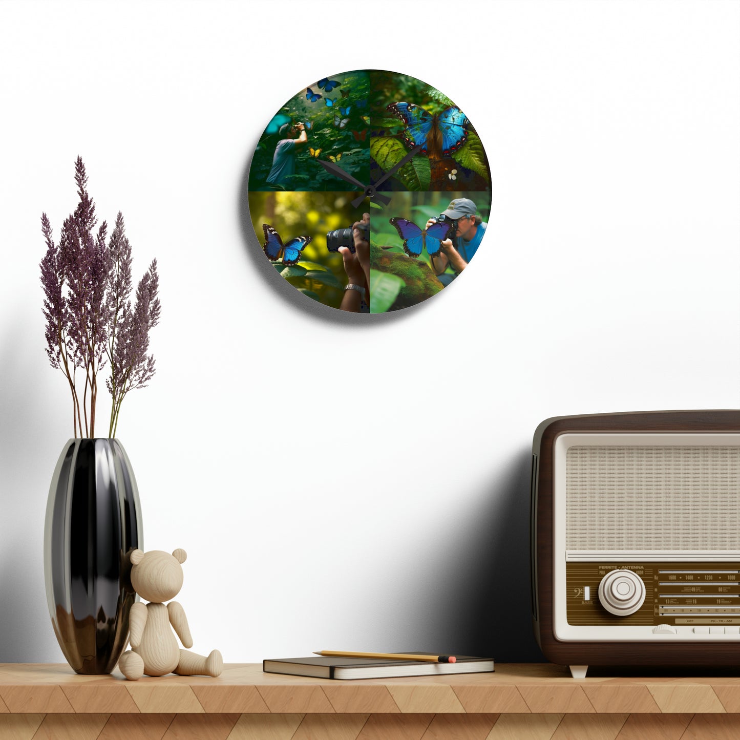 Acrylic Wall Clock Jungle Butterfly 5