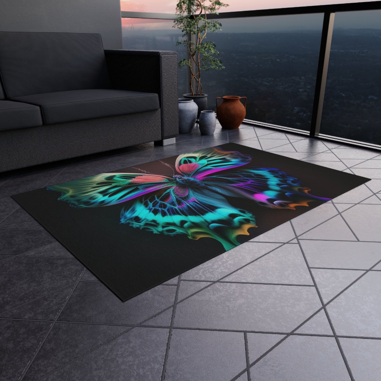 Outdoor Rug  Neon Butterfly Fusion 1