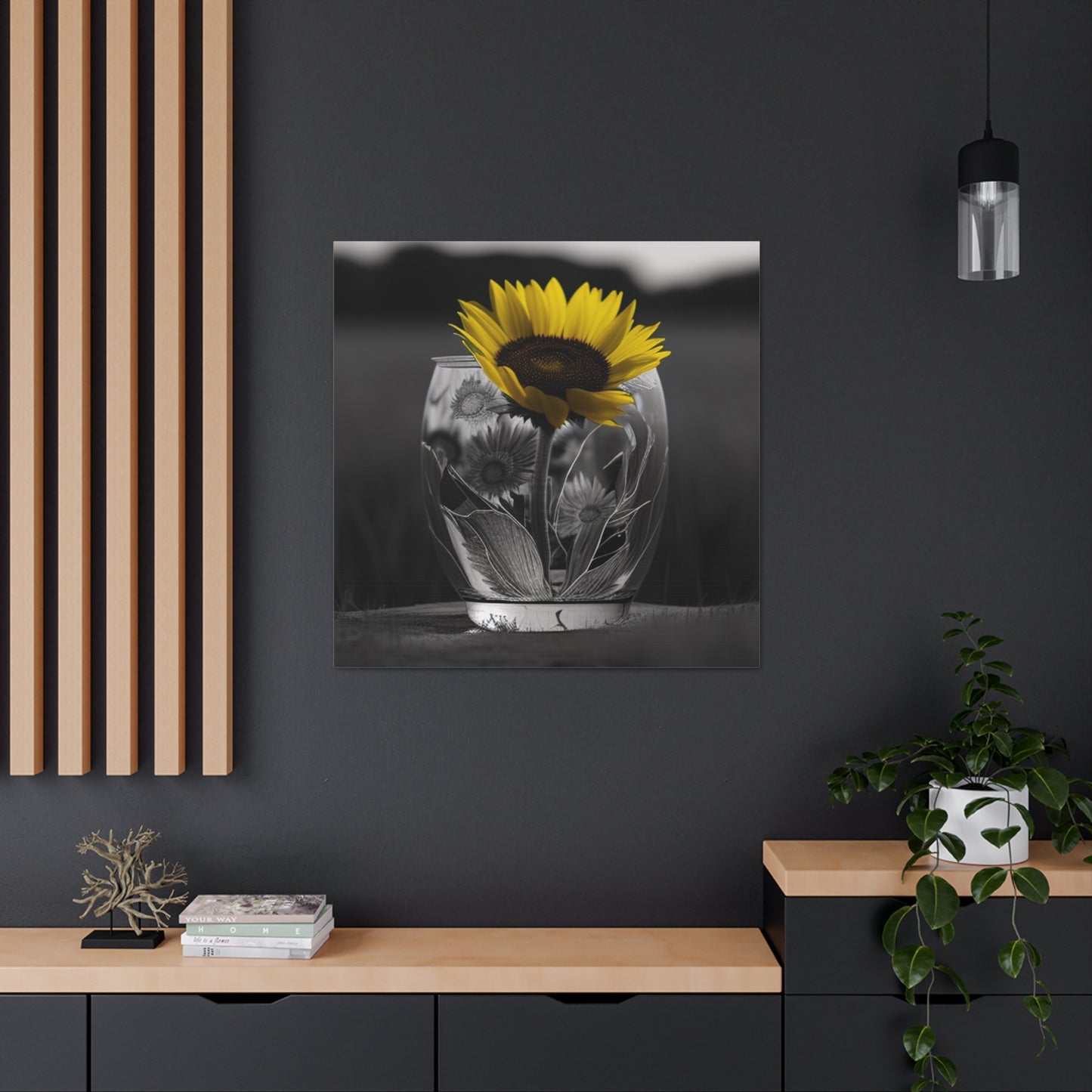 Canvas Gallery Wraps Yellw Sunflower in a vase 1