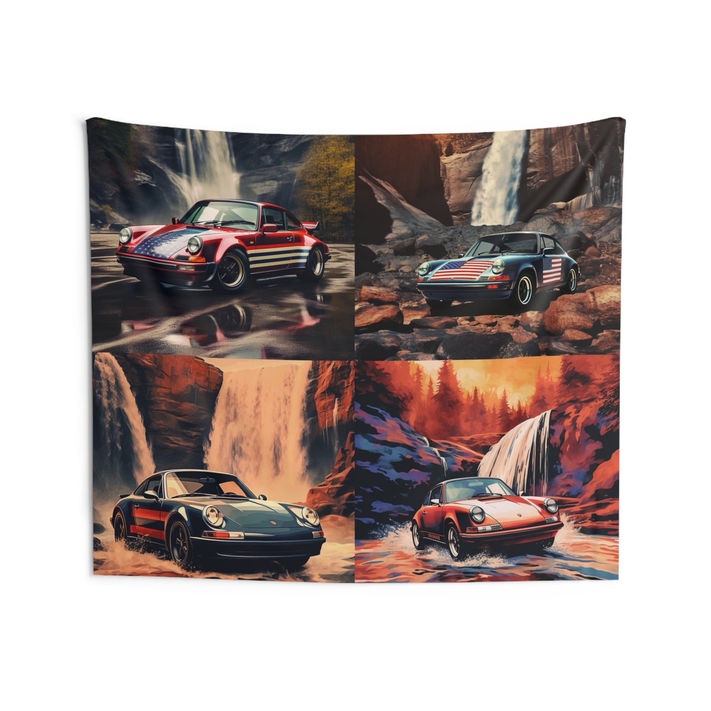 Indoor Wall Tapestries American Flag Porsche Abstract 5