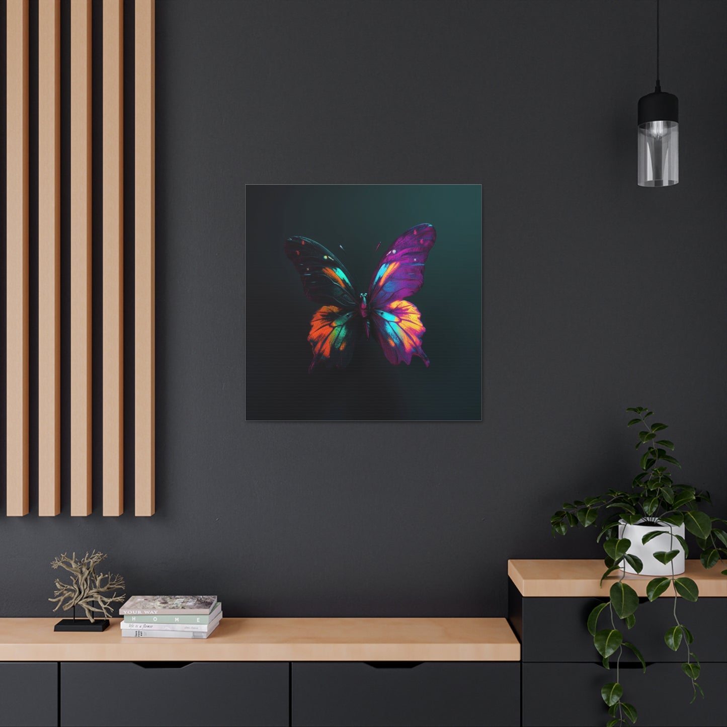 Canvas Gallery Wraps Hyper Colorful Butterfly Purple 3