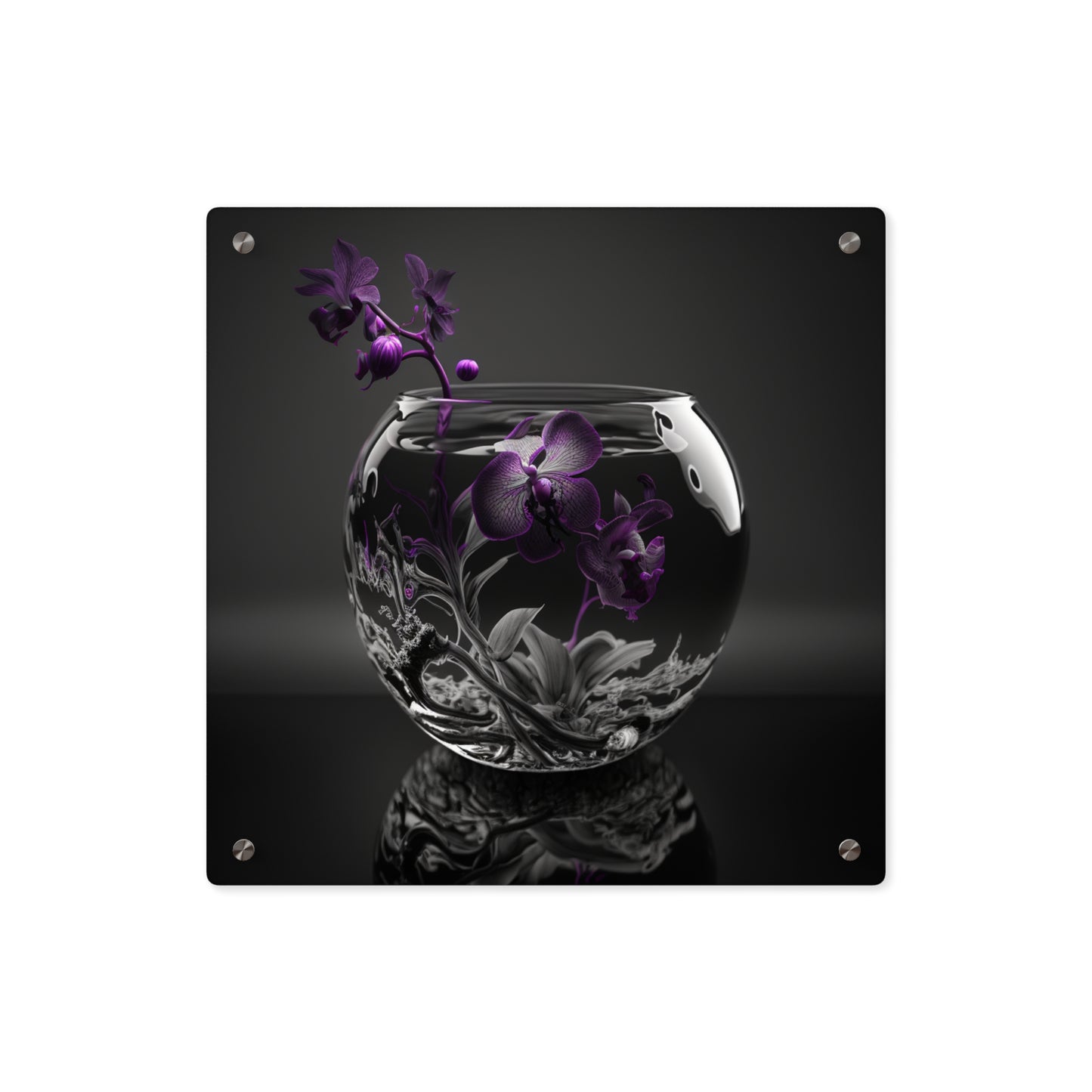 Acrylic Wall Art Panels Purple Orchid Glass vase 3