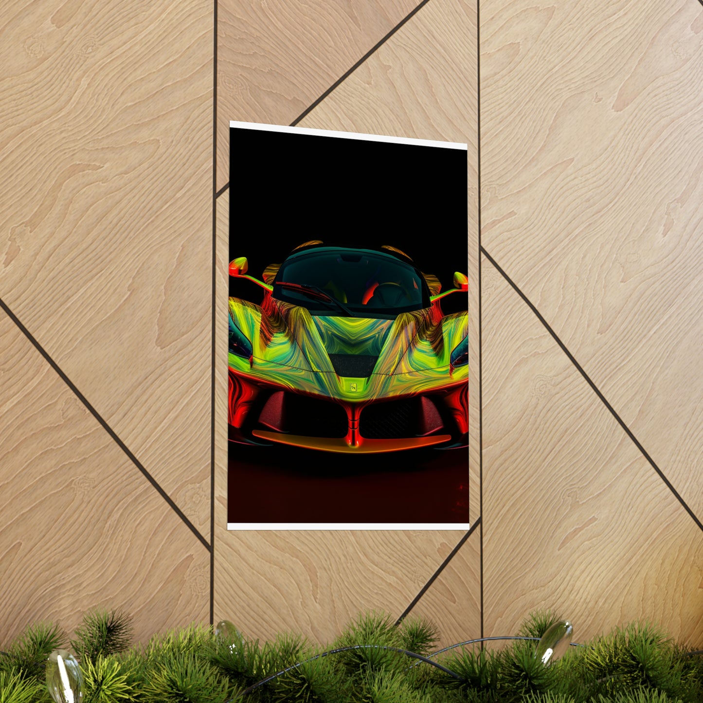 Premium Matte Vertical Posters Ferrari Neon 1