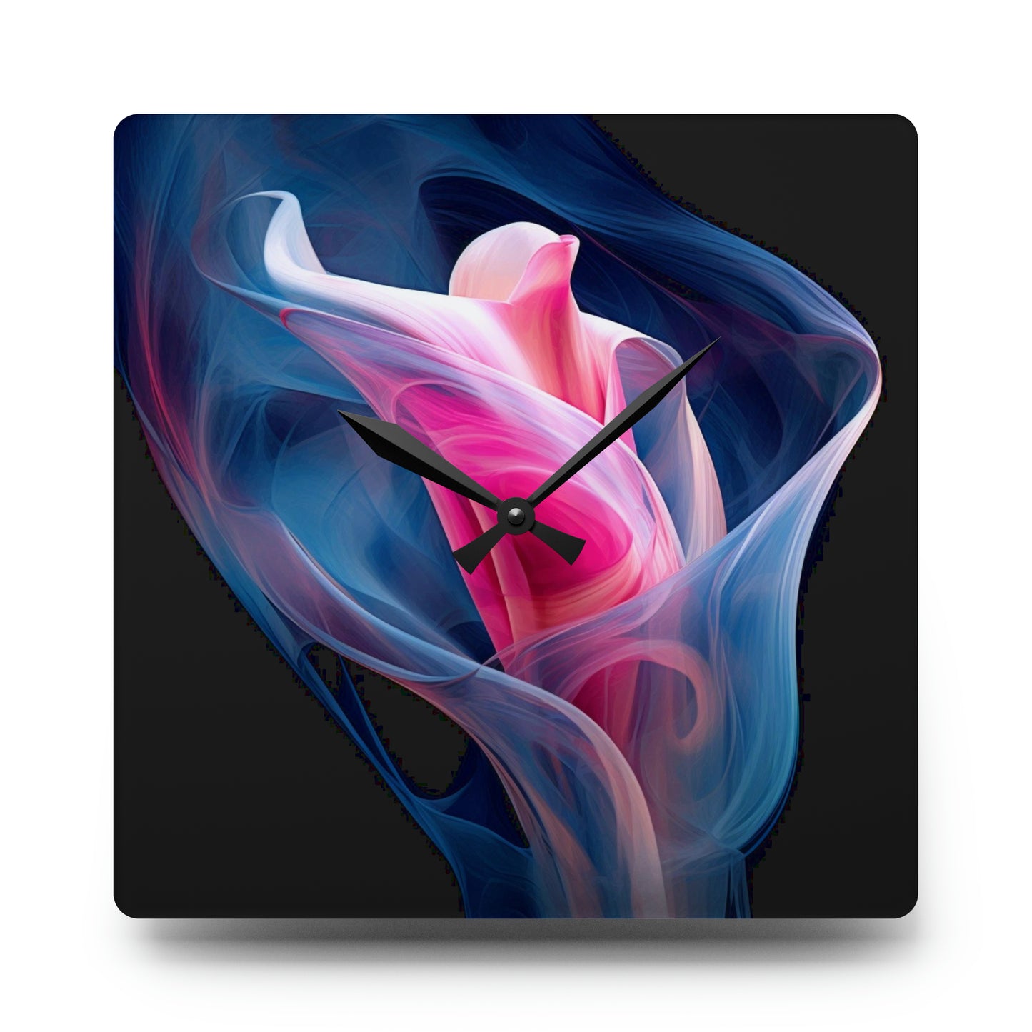 Acrylic Wall Clock Pink & Blue Tulip Rose 3