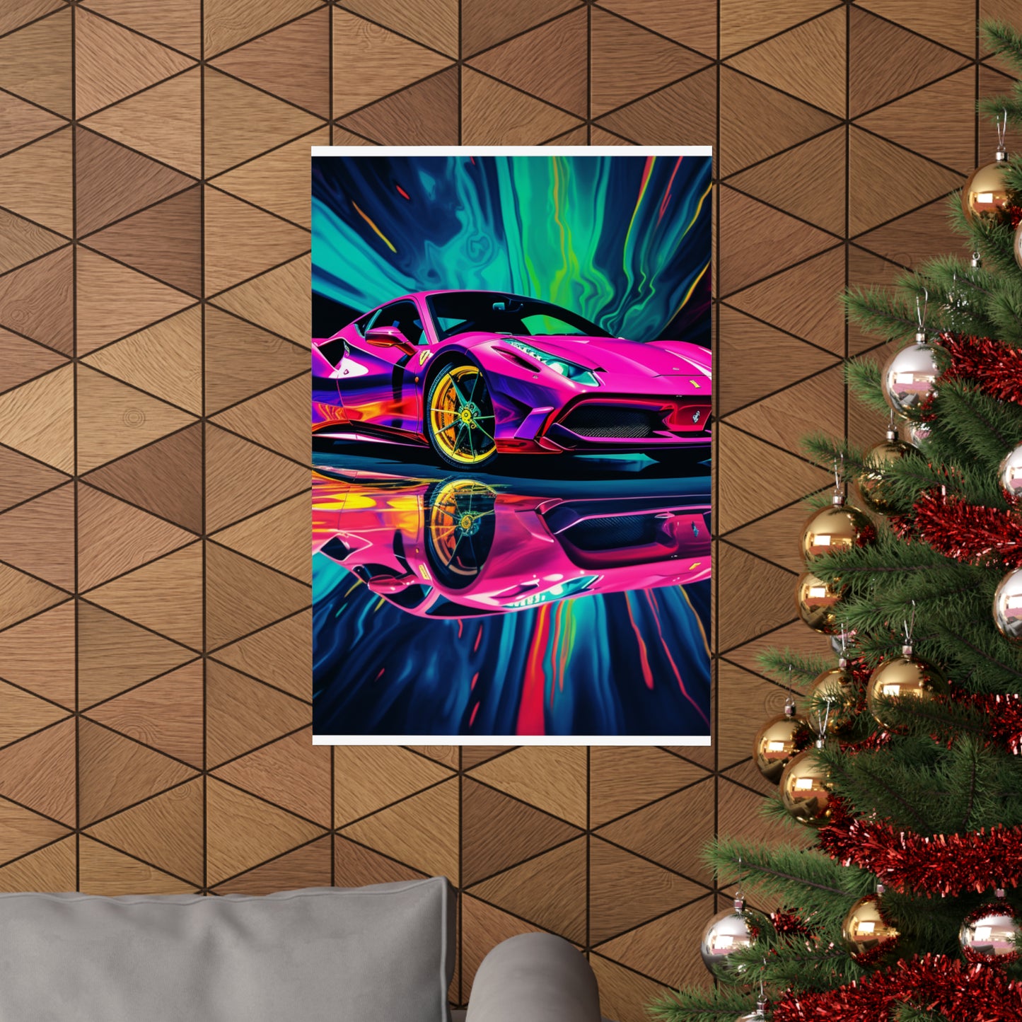 Premium Matte Vertical Posters Pink Ferrari Macro 4