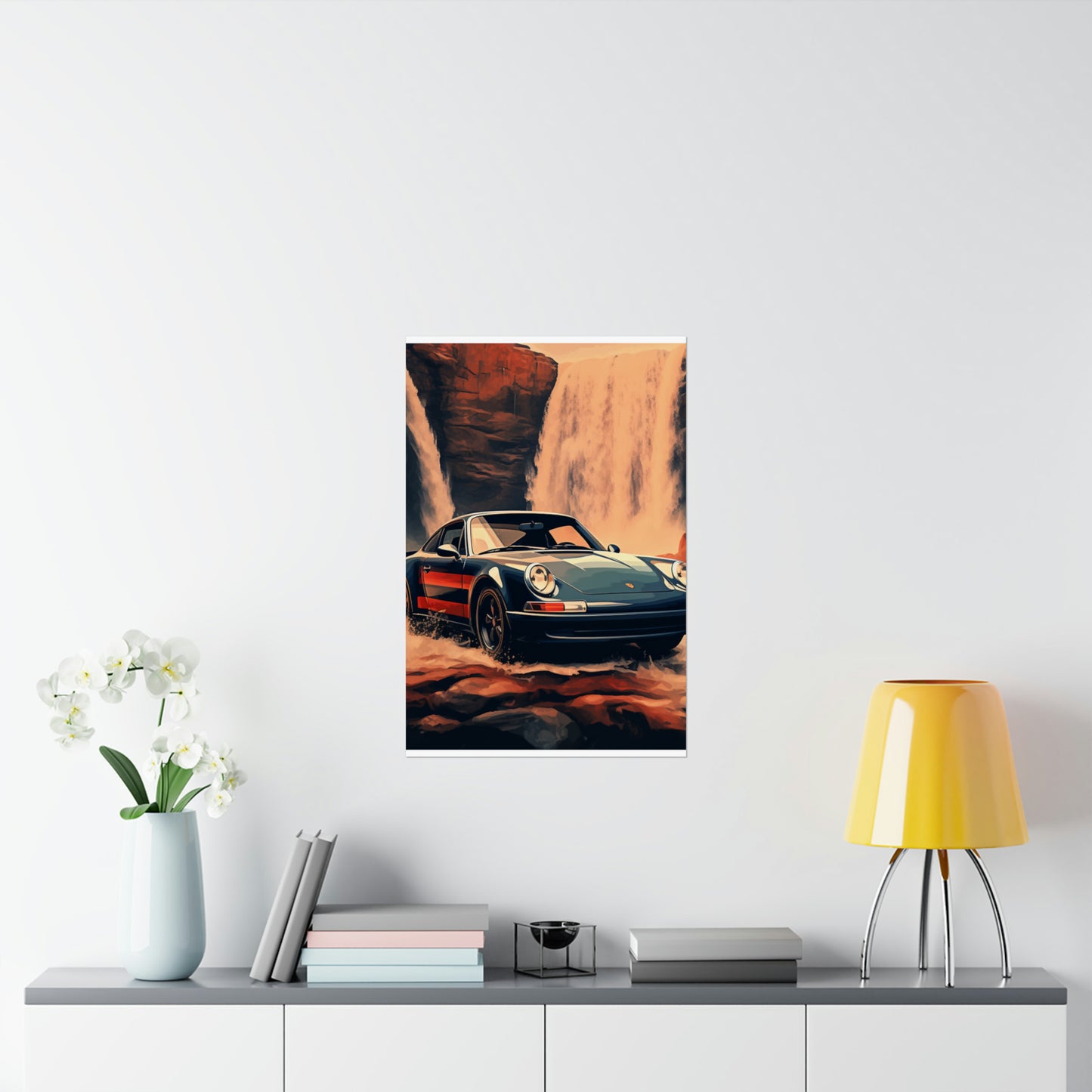 Premium Matte Vertical Posters American Flag Porsche Abstract 3