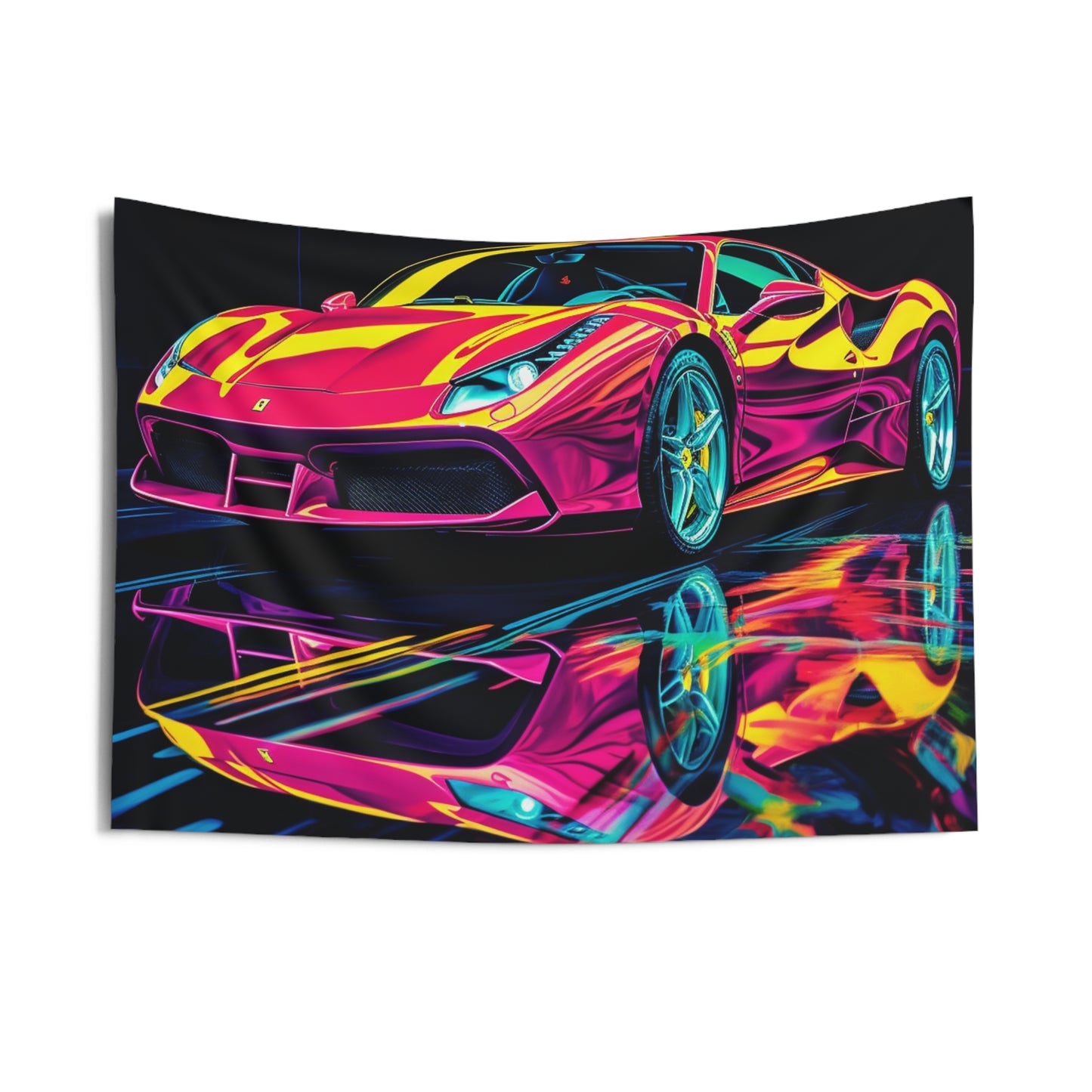 Indoor Wall Tapestries Pink Ferrari Macro 1