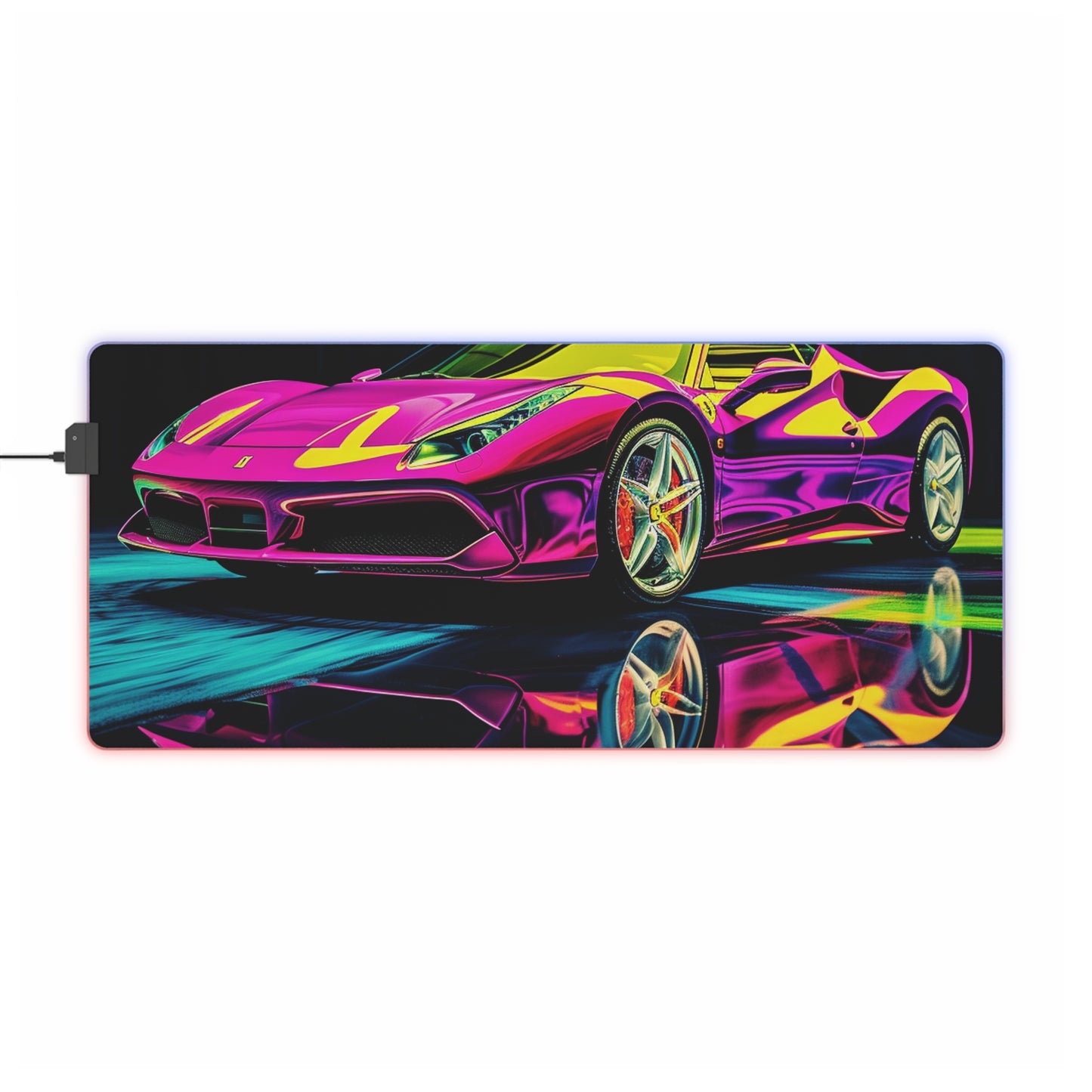 LED Gaming Mouse Pad Pink Ferrari Macro 3