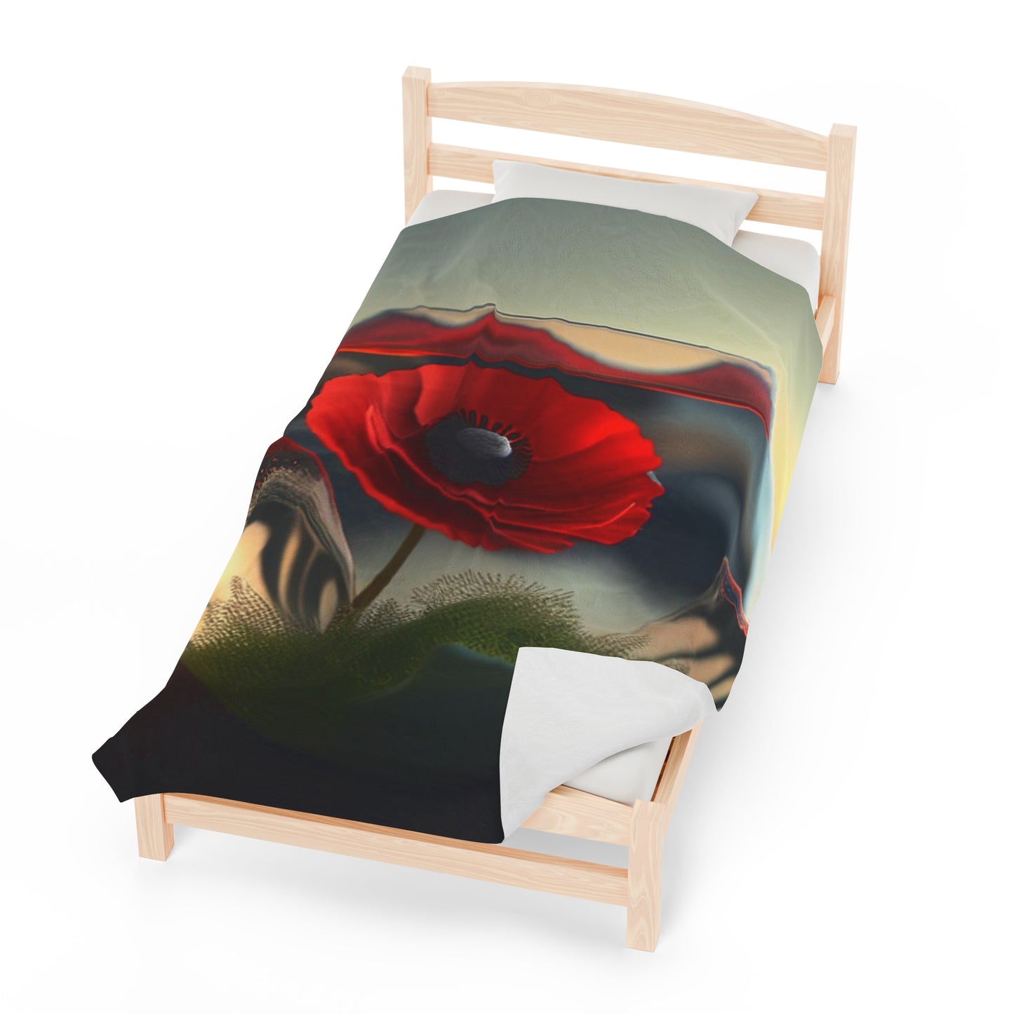 Velveteen Plush Blanket Red Anemone in a Vase 3