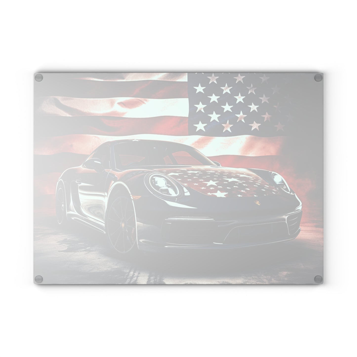 Glass Cutting Board Abstract American Flag Background Porsche 2