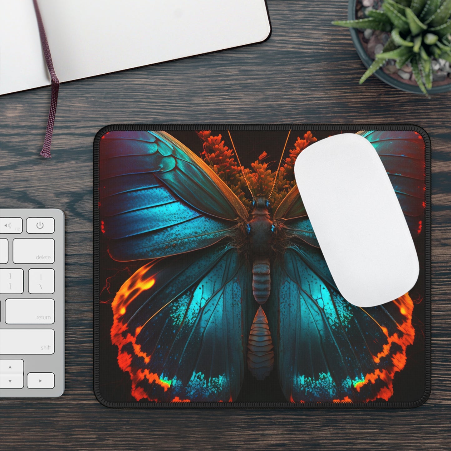 Gaming Mouse Pad  Neon Butterfly Flair 3