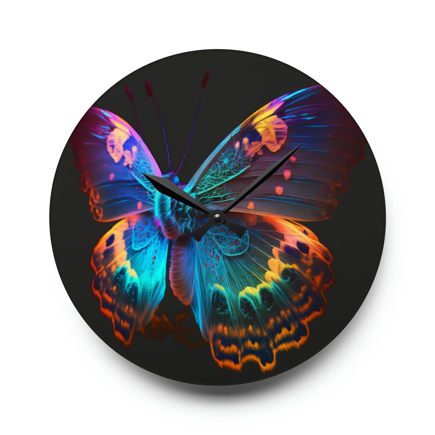 Acrylic Wall Clock Raw Hyper Color Butterfly 4