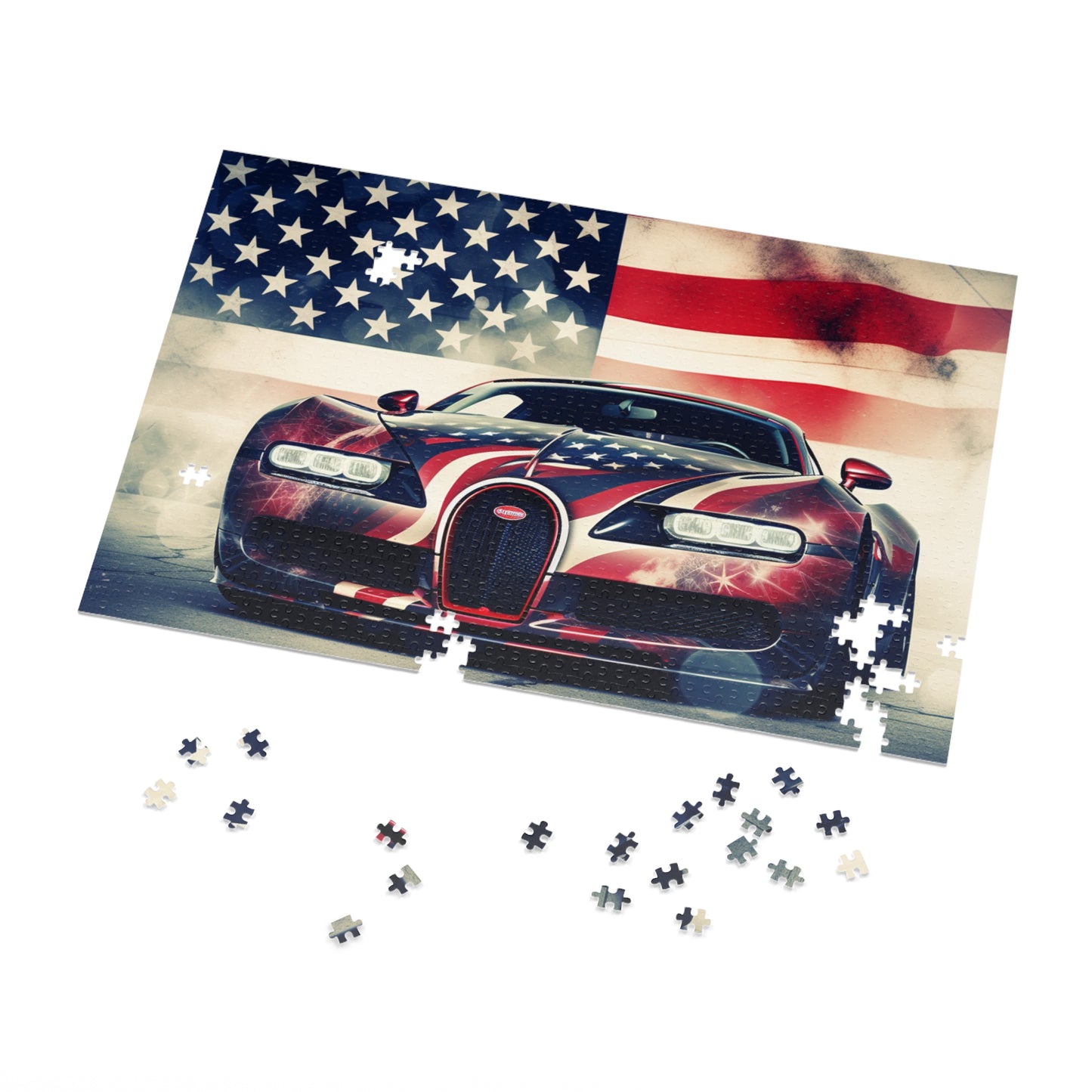 Jigsaw Puzzle (30, 110, 252, 500,1000-Piece) Abstract American Flag Background Bugatti 1