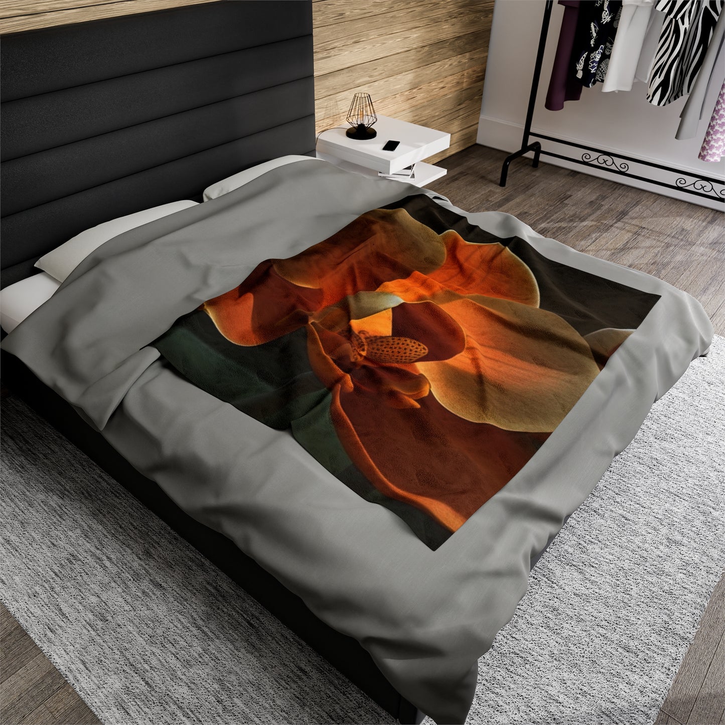 Velveteen Plush Blanket Orange Orchid 4