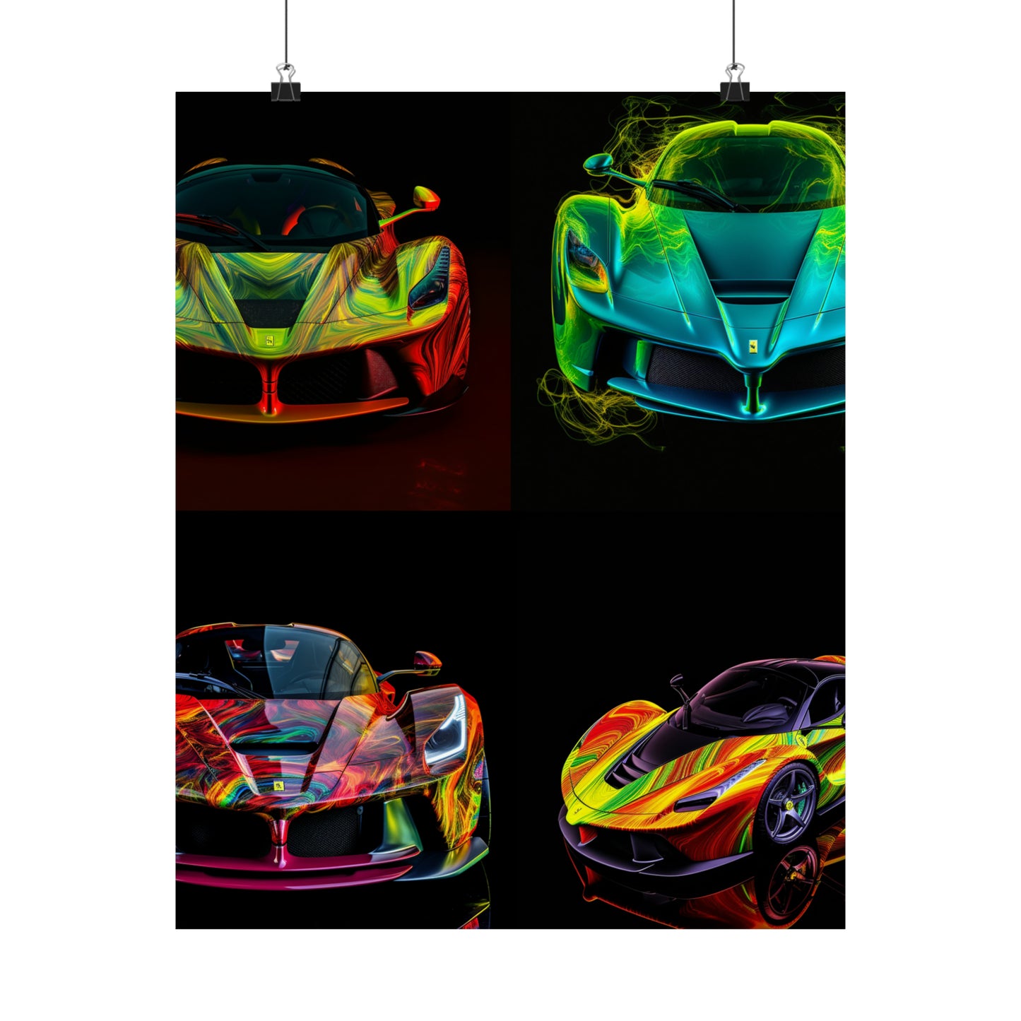 Premium Matte Vertical Posters Ferrari Neon 5