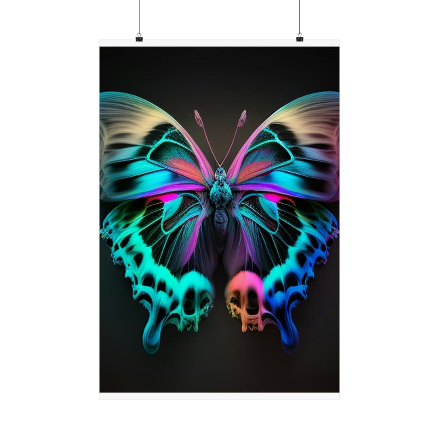 Premium Matte Vertical Posters Neon Butterfly Fusion 2