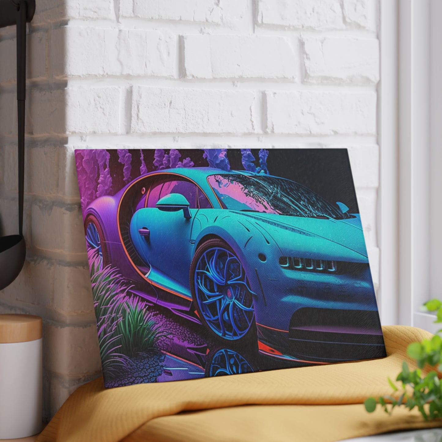 Glass Cutting Board Bugatti Neon Chiron 2