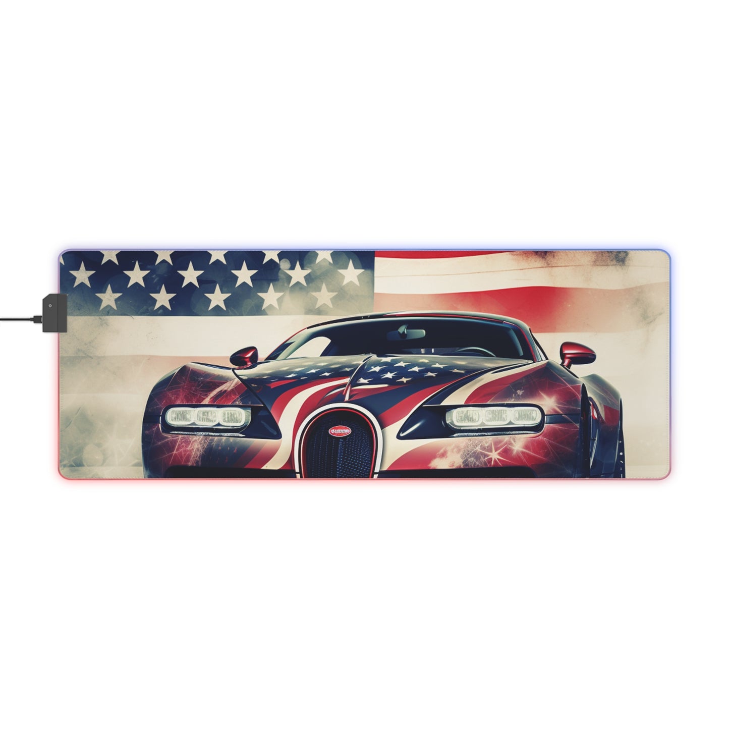 LED Gaming Mouse Pad Abstract American Flag Background Bugatti 1