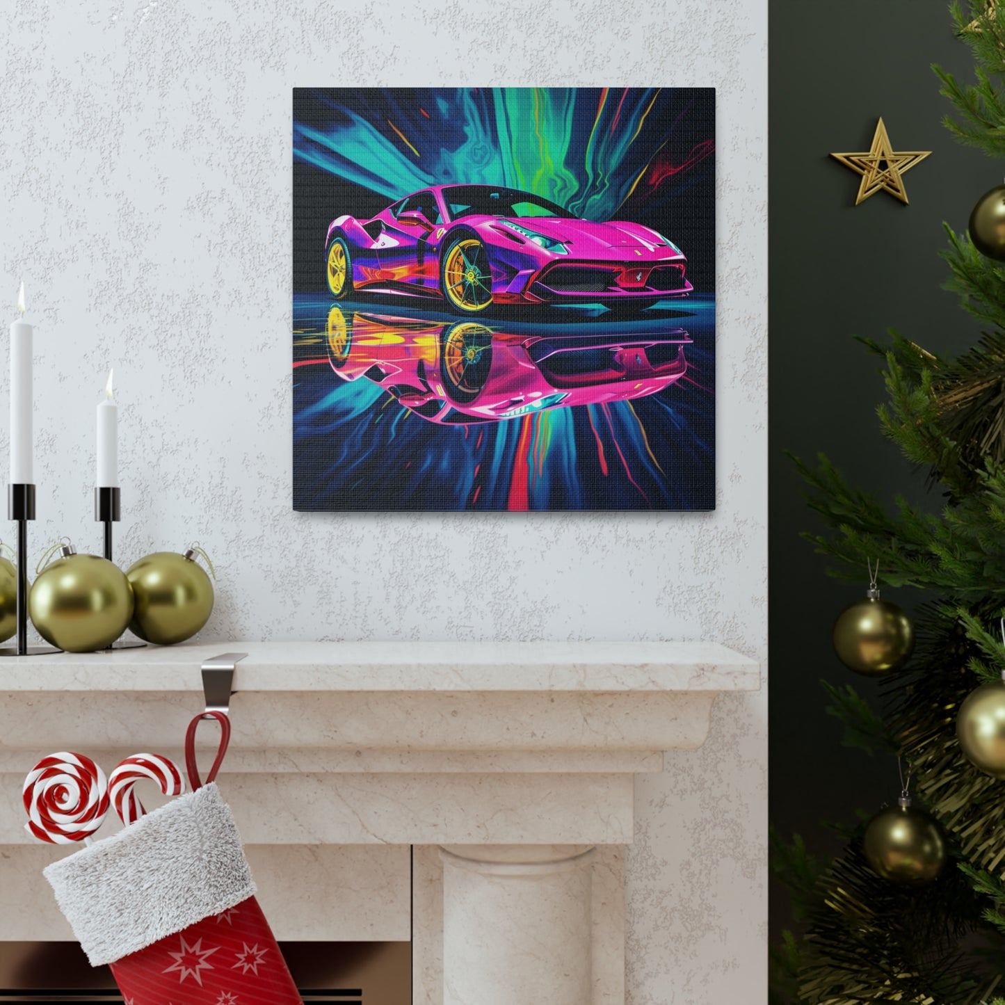 Canvas Gallery Wraps Pink Ferrari Macro 4