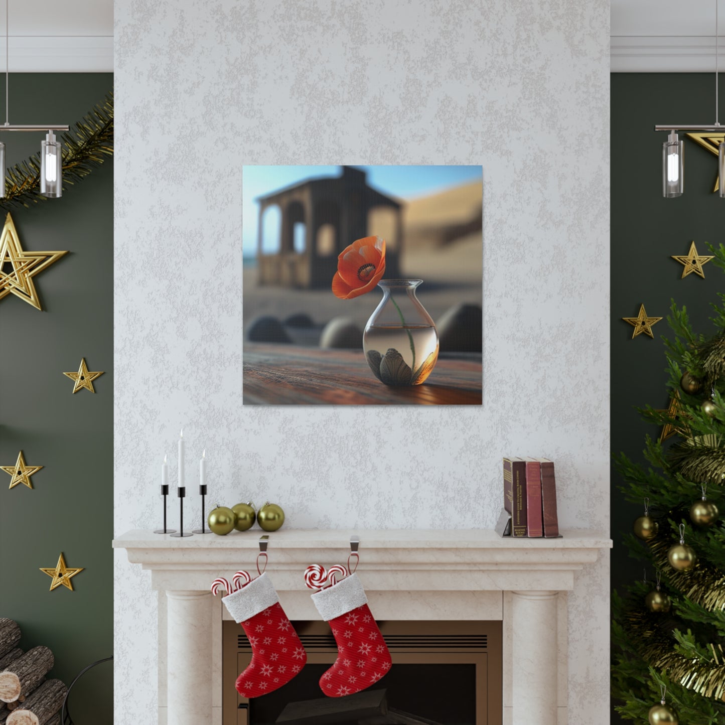 Canvas Gallery Wraps Poppy in a Glass Vase 1