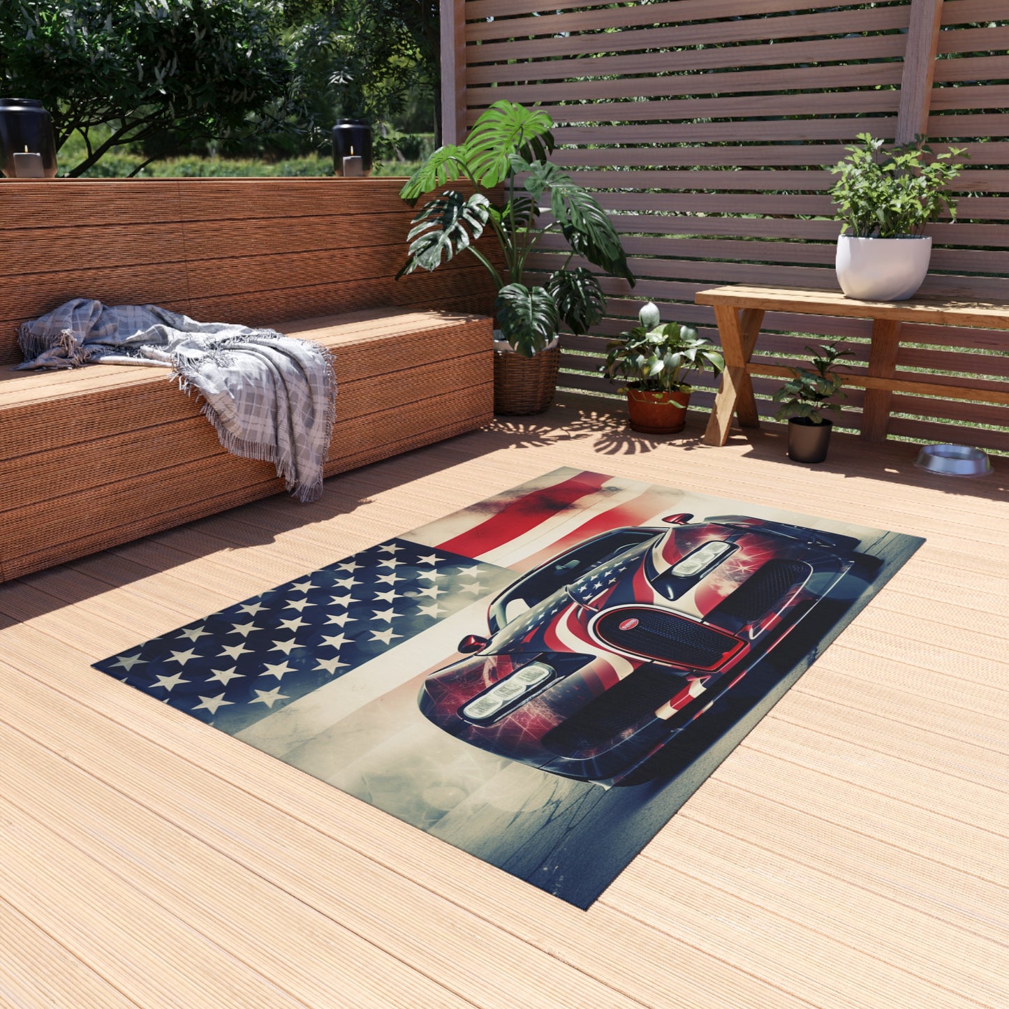 Outdoor Rug  Abstract American Flag Background Bugatti 1