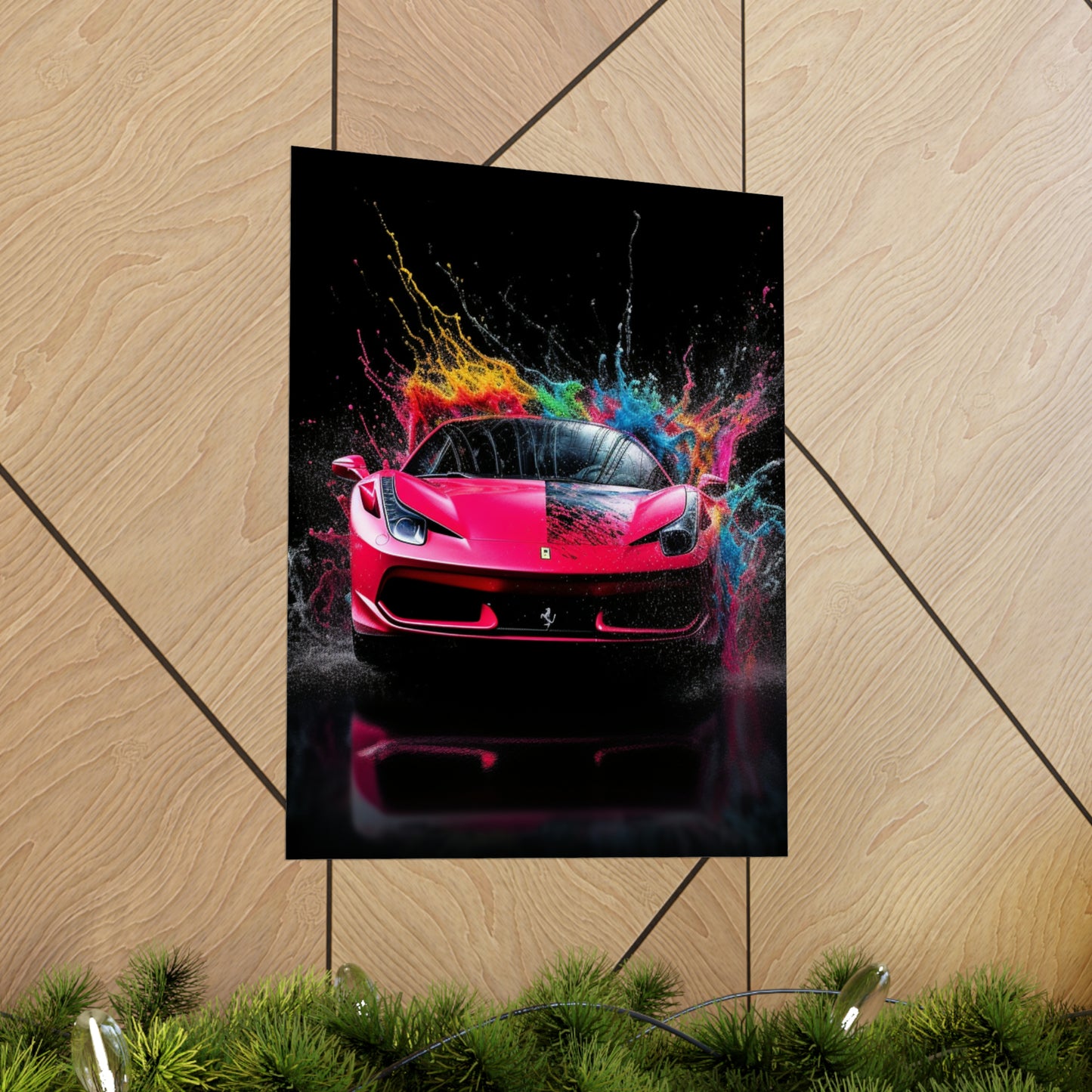 Premium Matte Vertical Posters Ferrari Water Splash 2