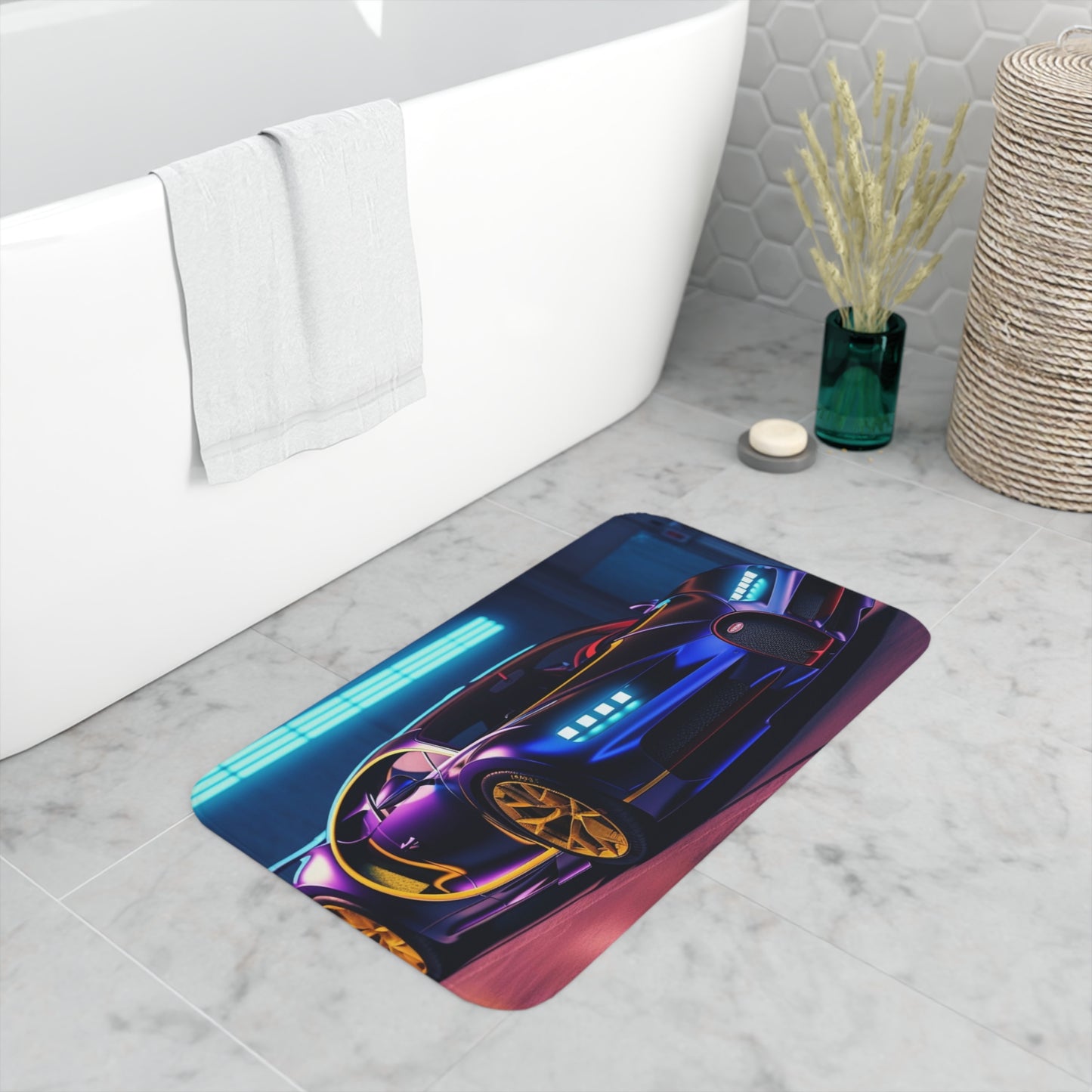 Memory Foam Bath Mat Hyper Bugatti Neon Chiron 4