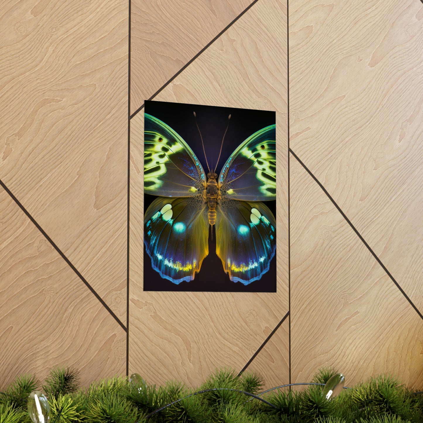 Premium Matte Vertical Posters Neon Hue Butterfly 1