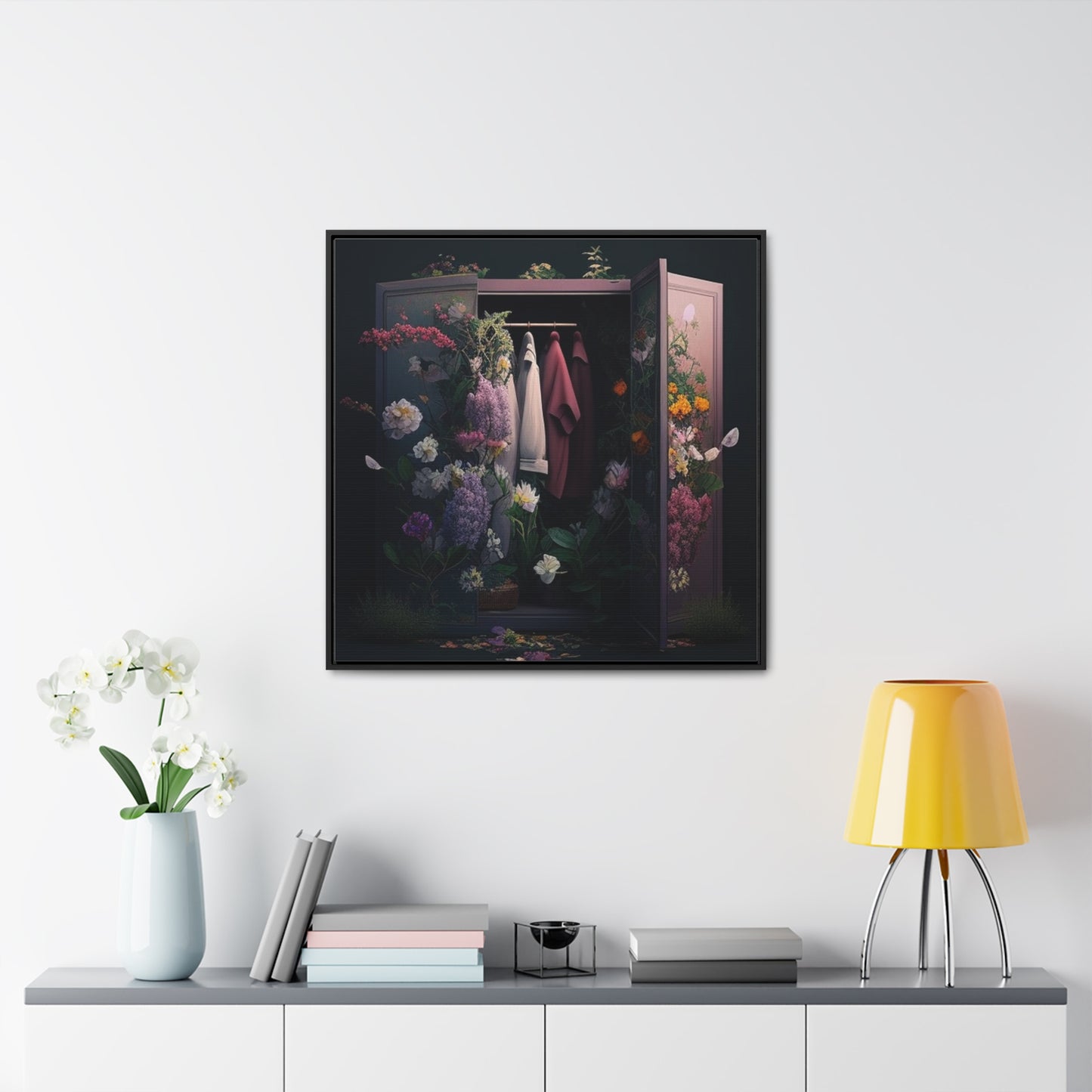 Gallery Canvas Wraps, Square Frame A Wardrobe Surrounded by Flowers 2